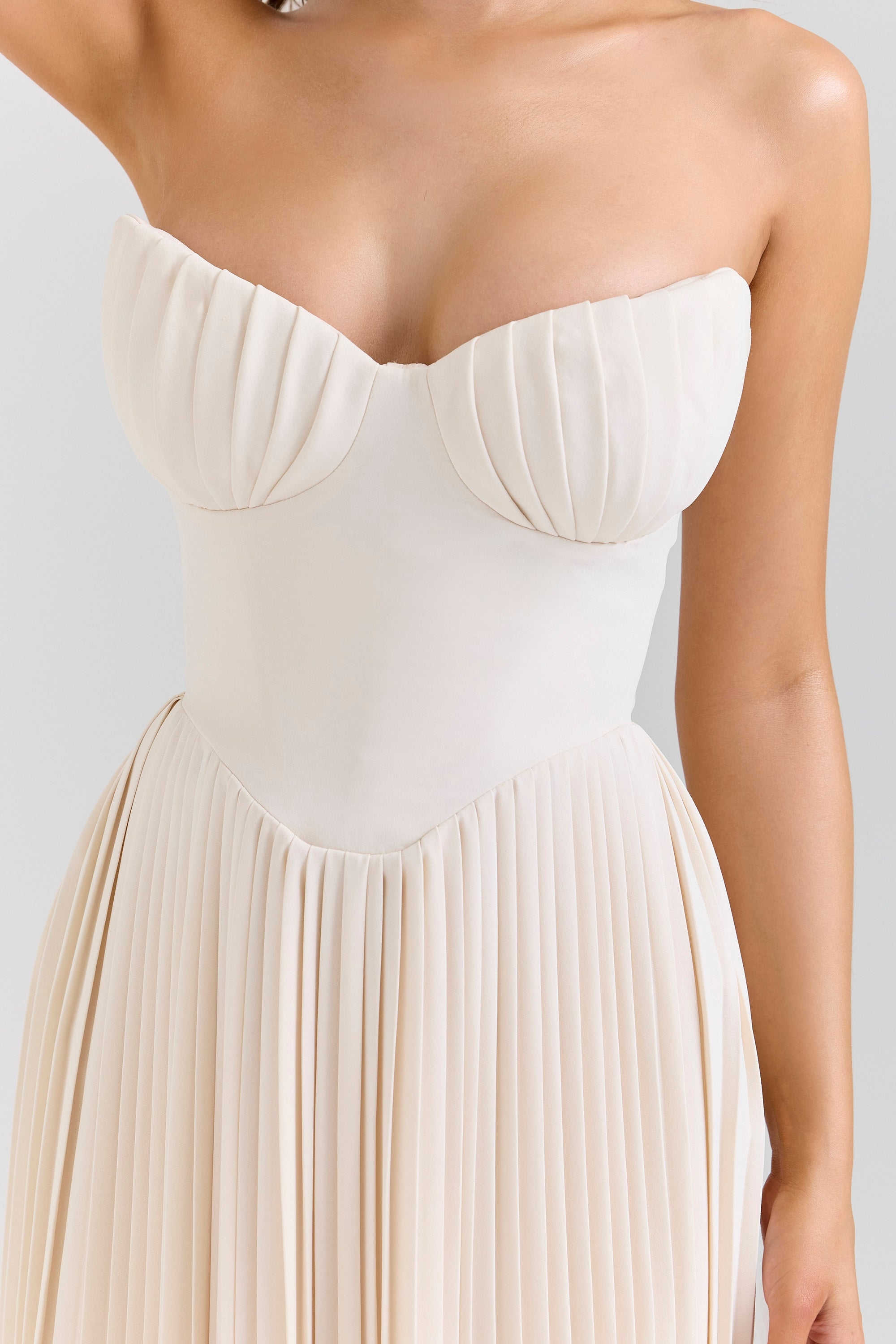 Marcella Pleated Strapless Maxi