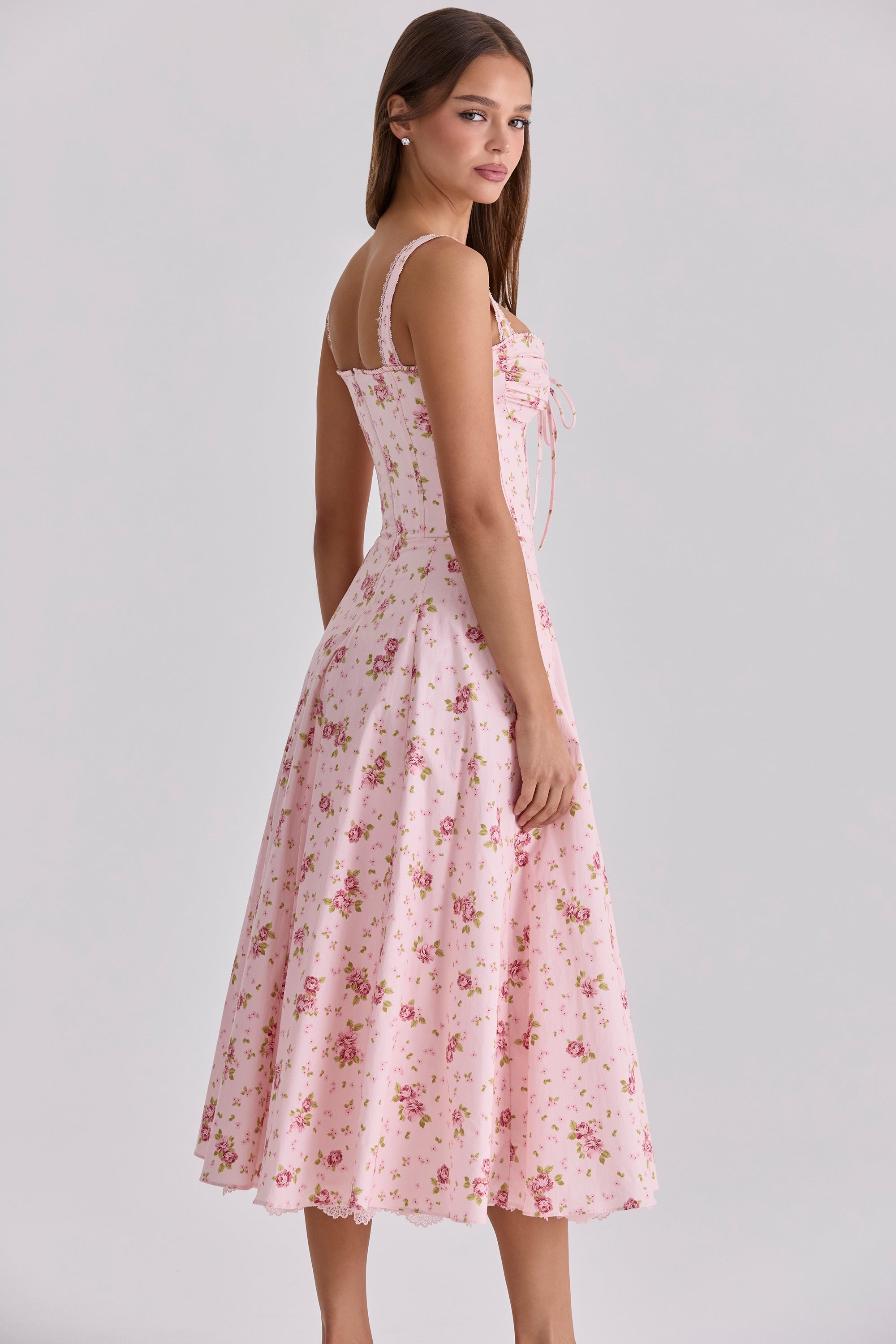 Rosette Floral Midi Dress