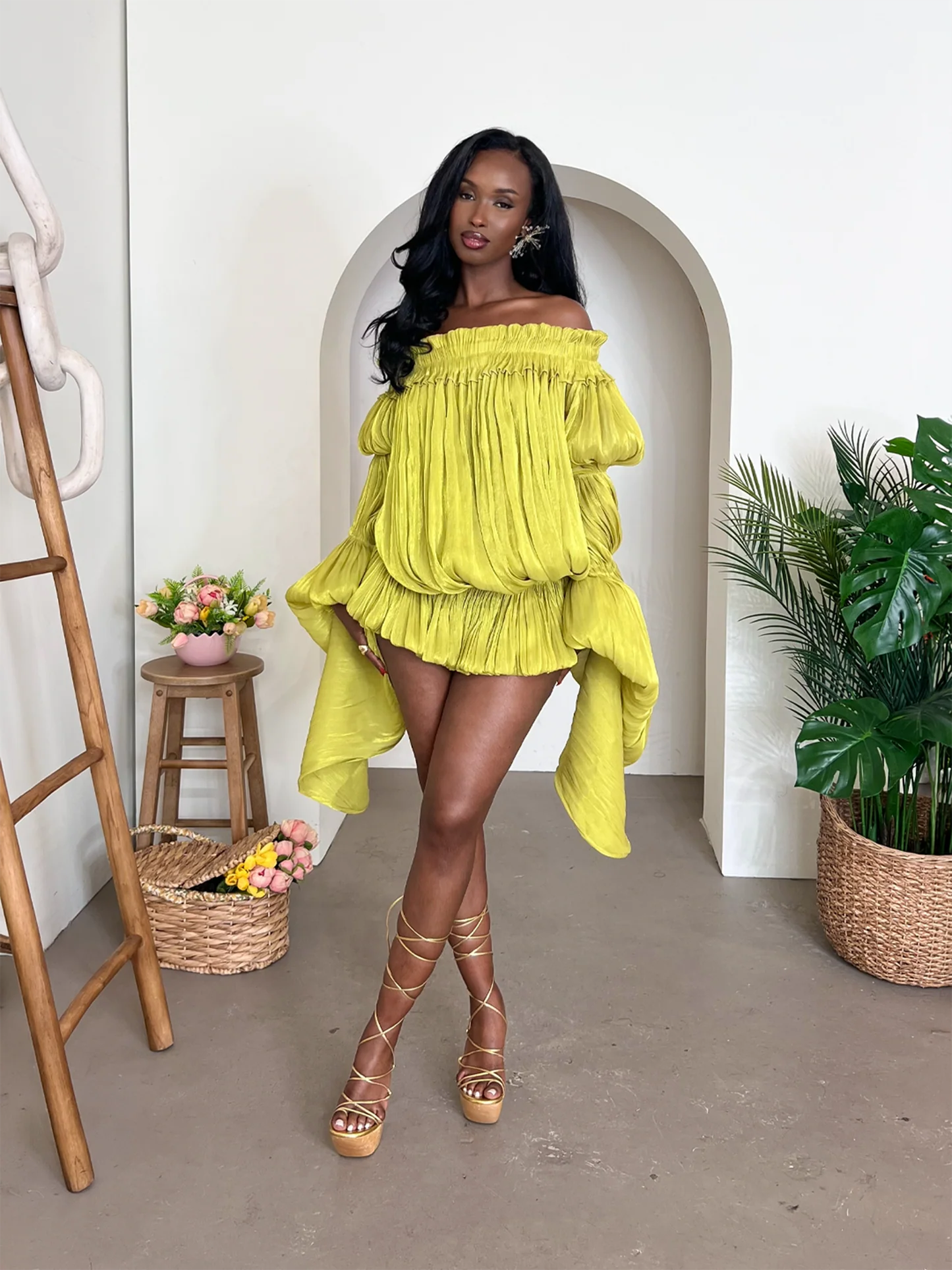 Bardot Draped Mini Dress