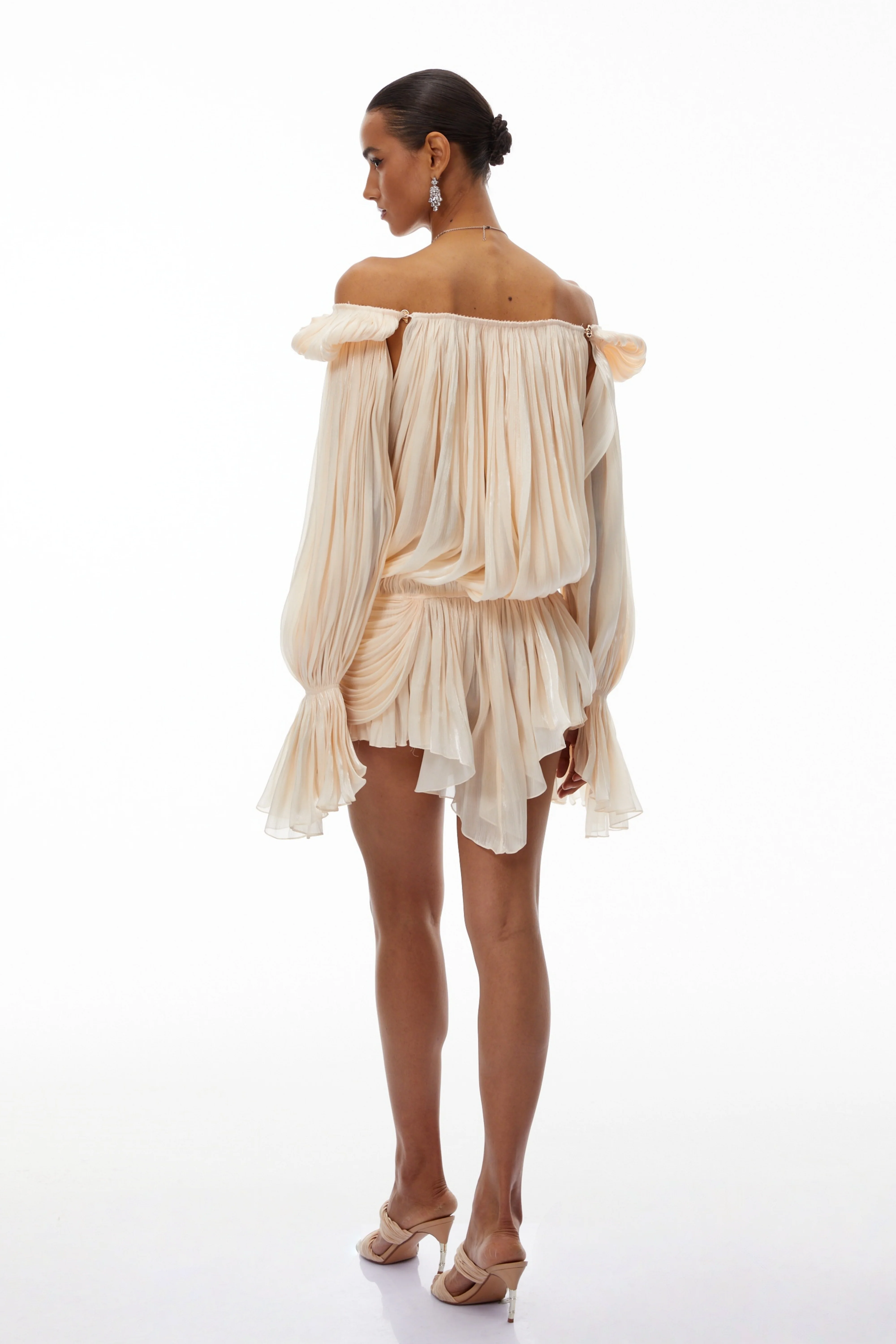 Plissé Draped Mini Dress