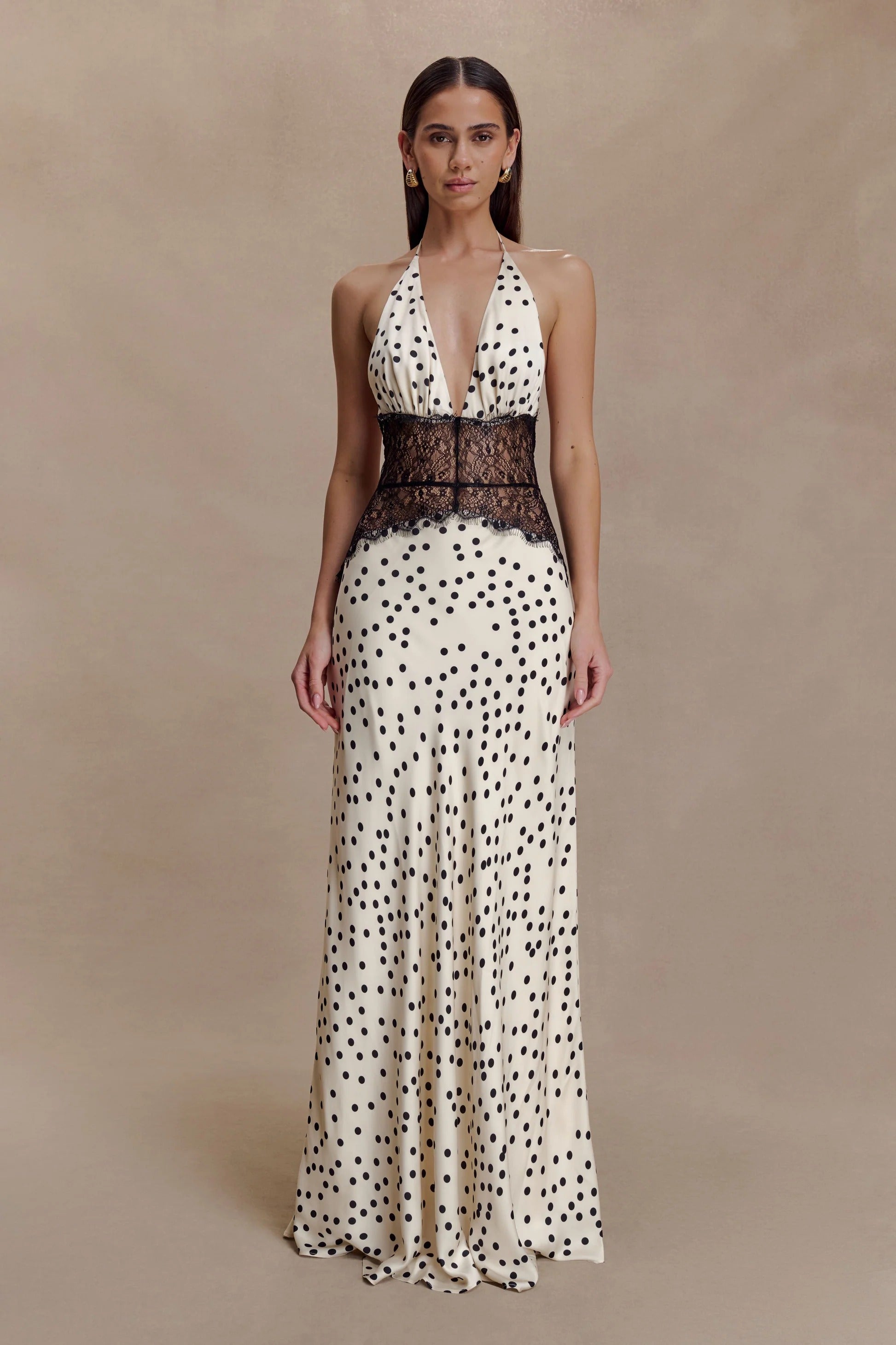 Pois Lace Halter Maxi