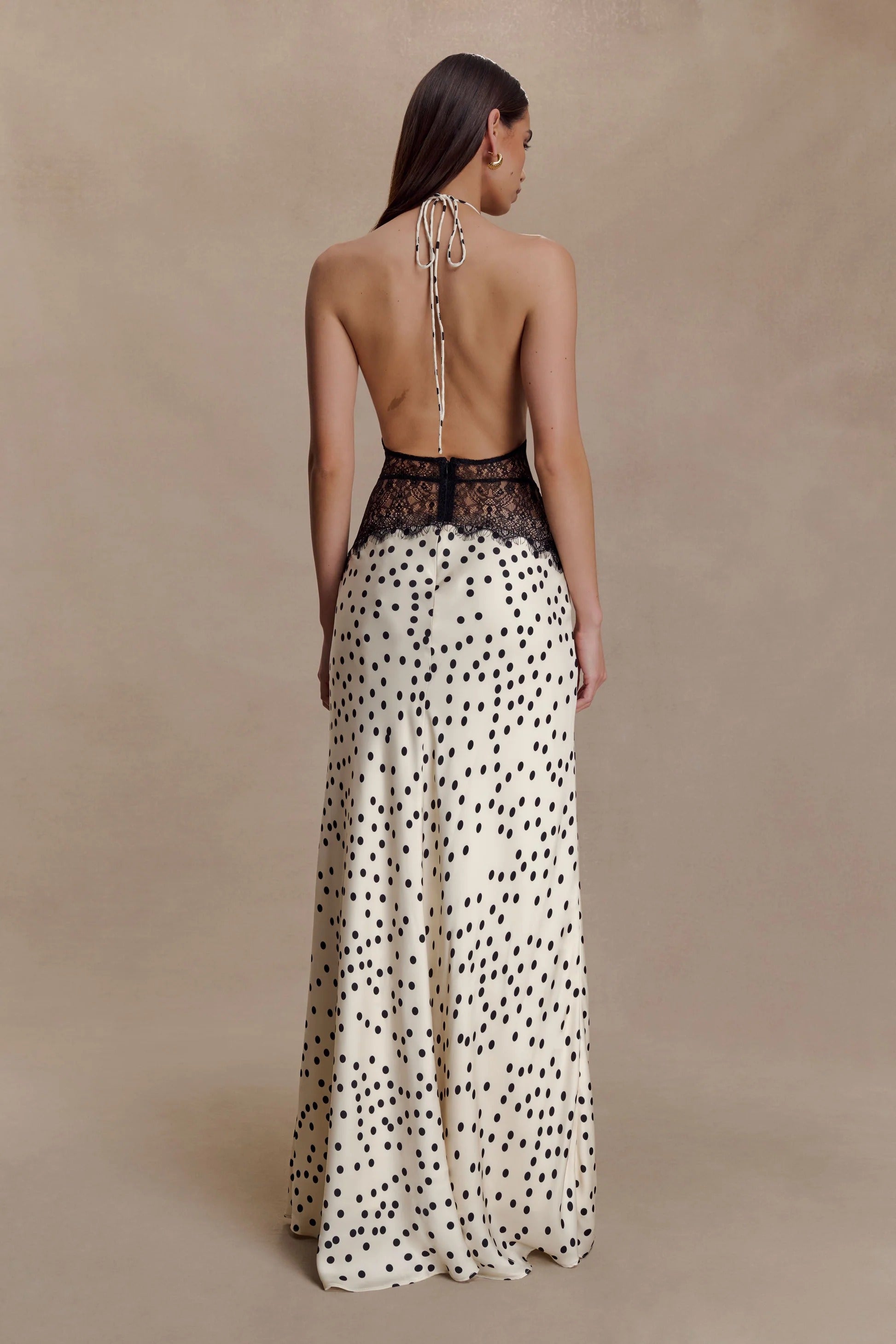 Pois Lace Halter Maxi