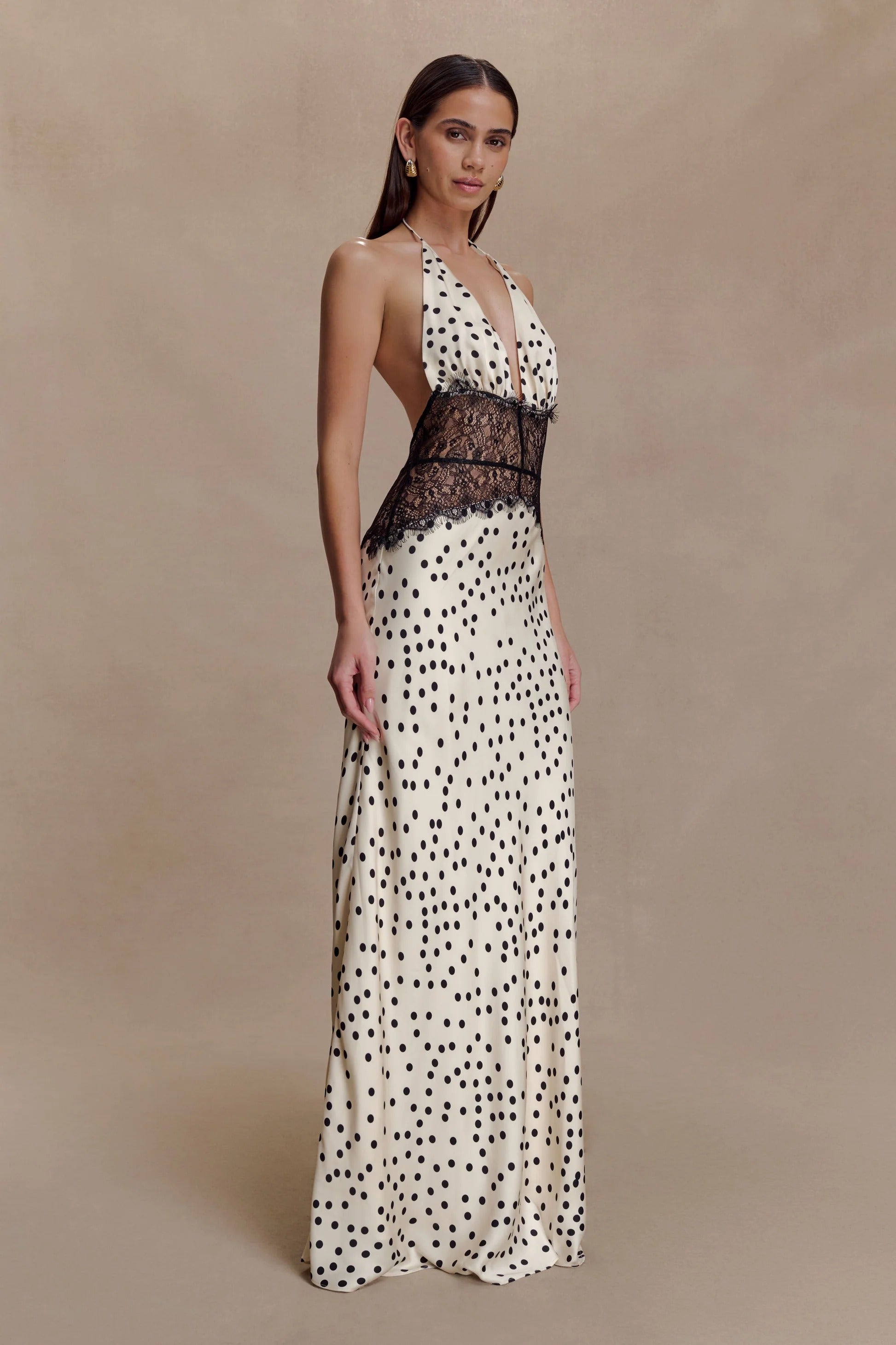 Pois Lace Halter Maxi