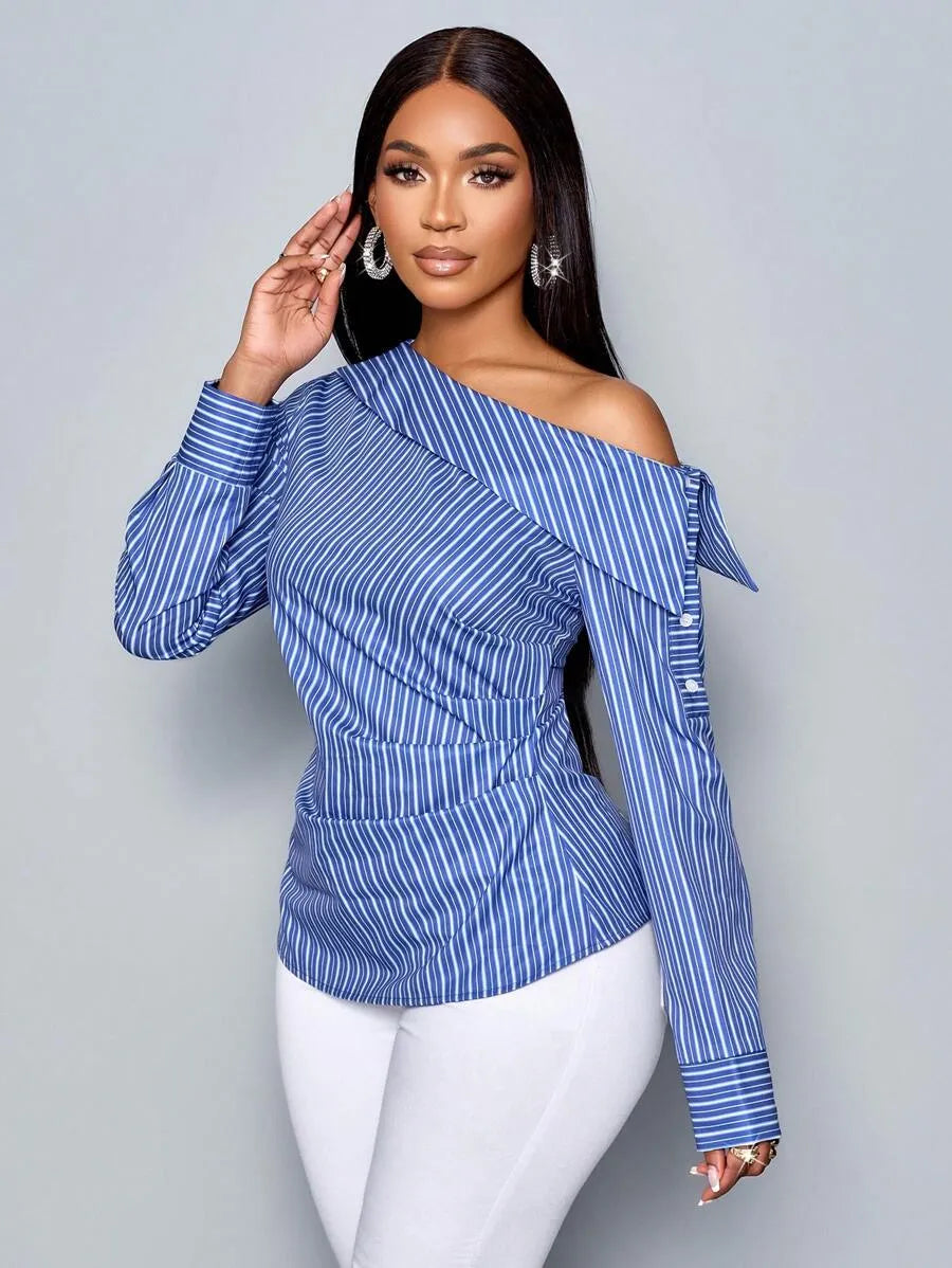 Bleu Off-Shoulder Top
