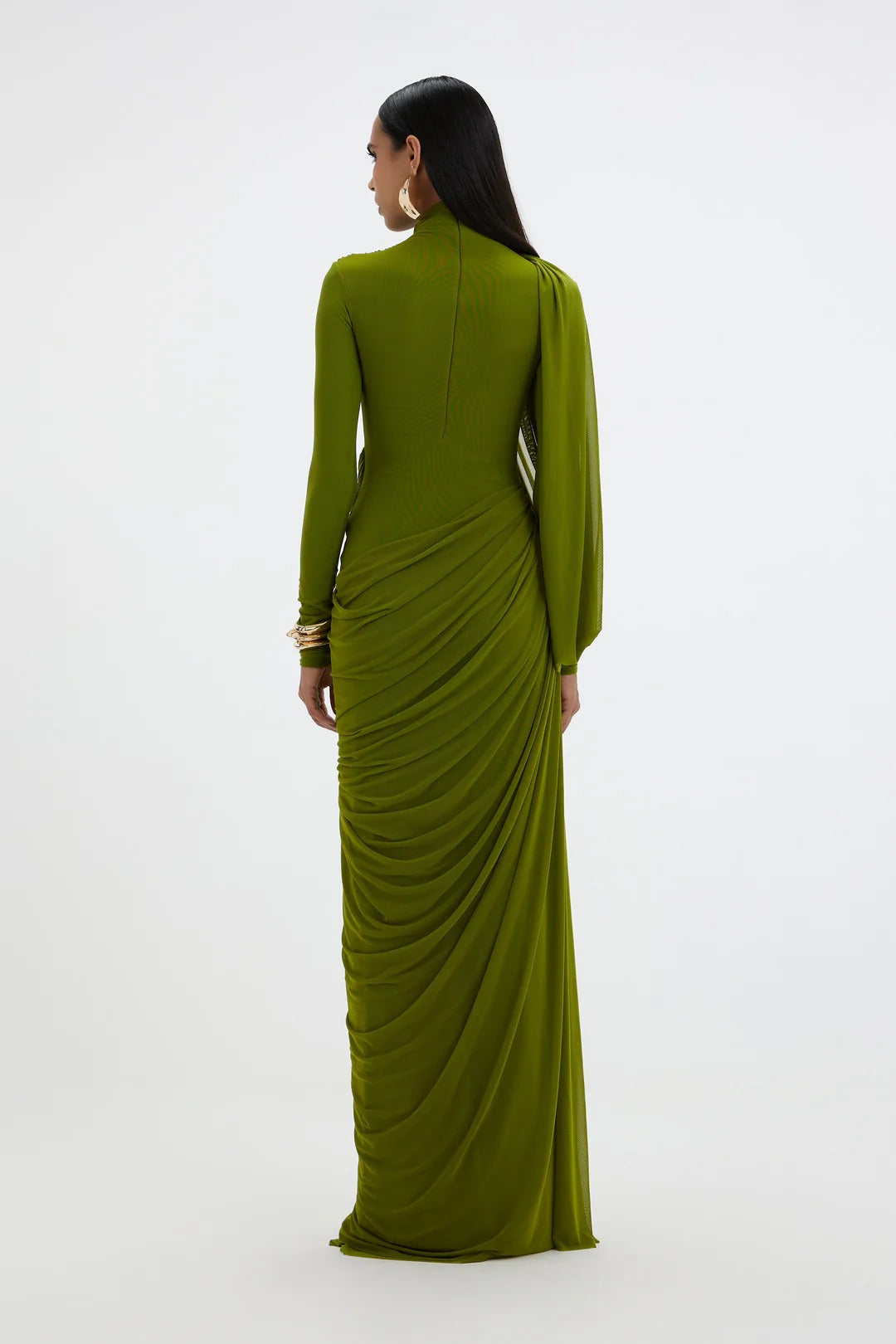 Sage Draped Jersey Gown