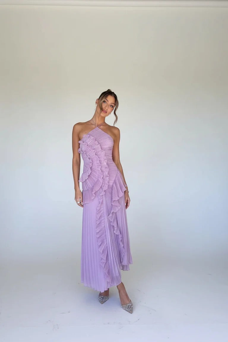 Lilas Pleated Ruffle Gown