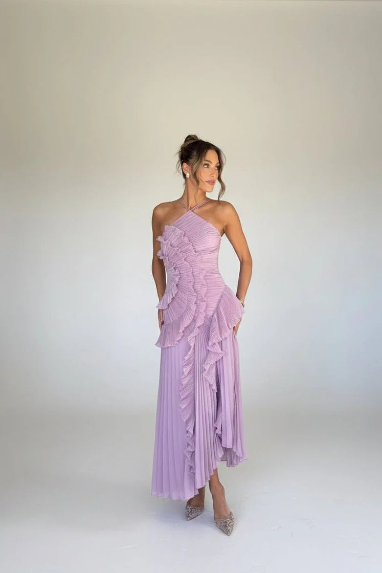 Lilas Pleated Ruffle Gown