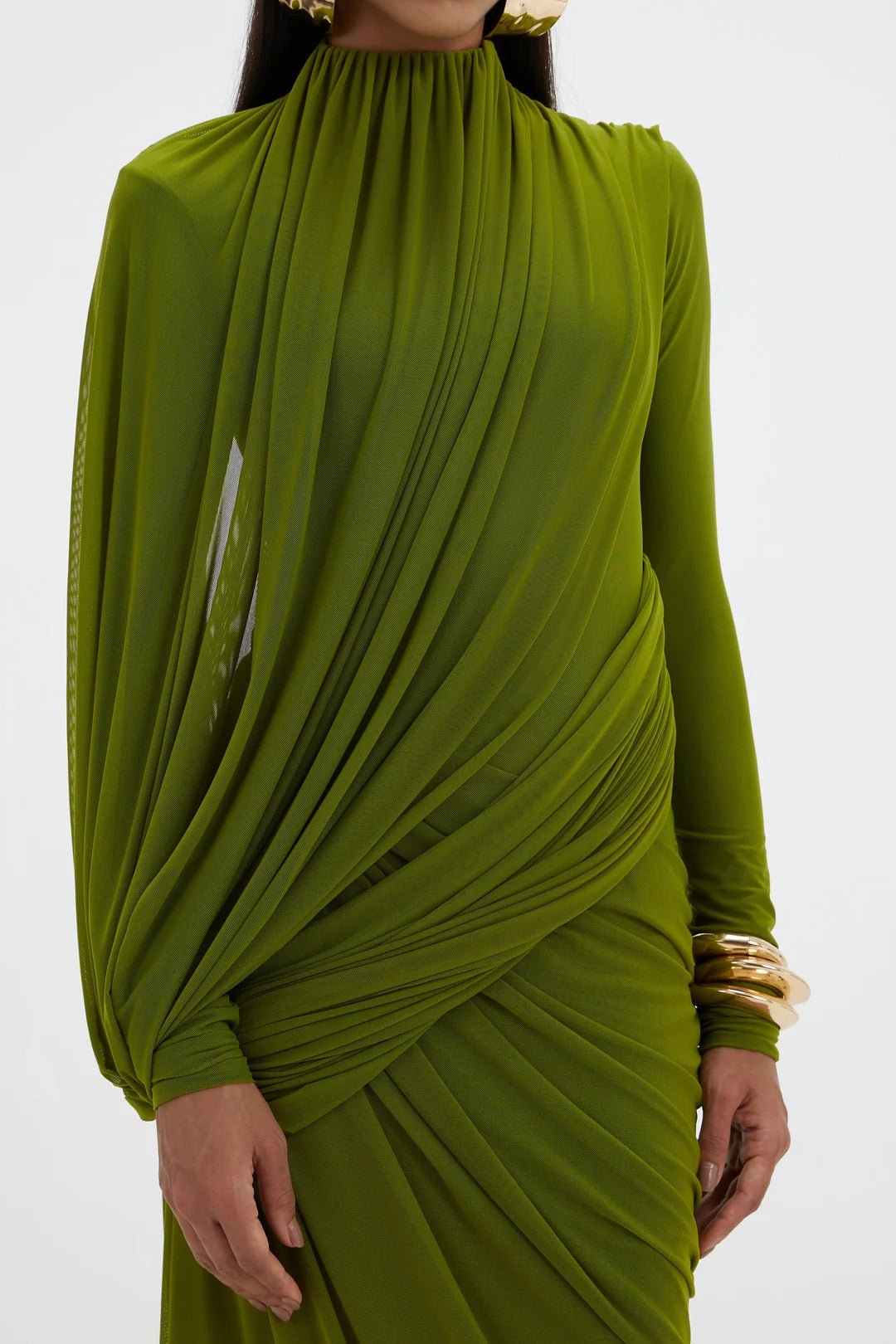 Sage Draped Jersey Gown