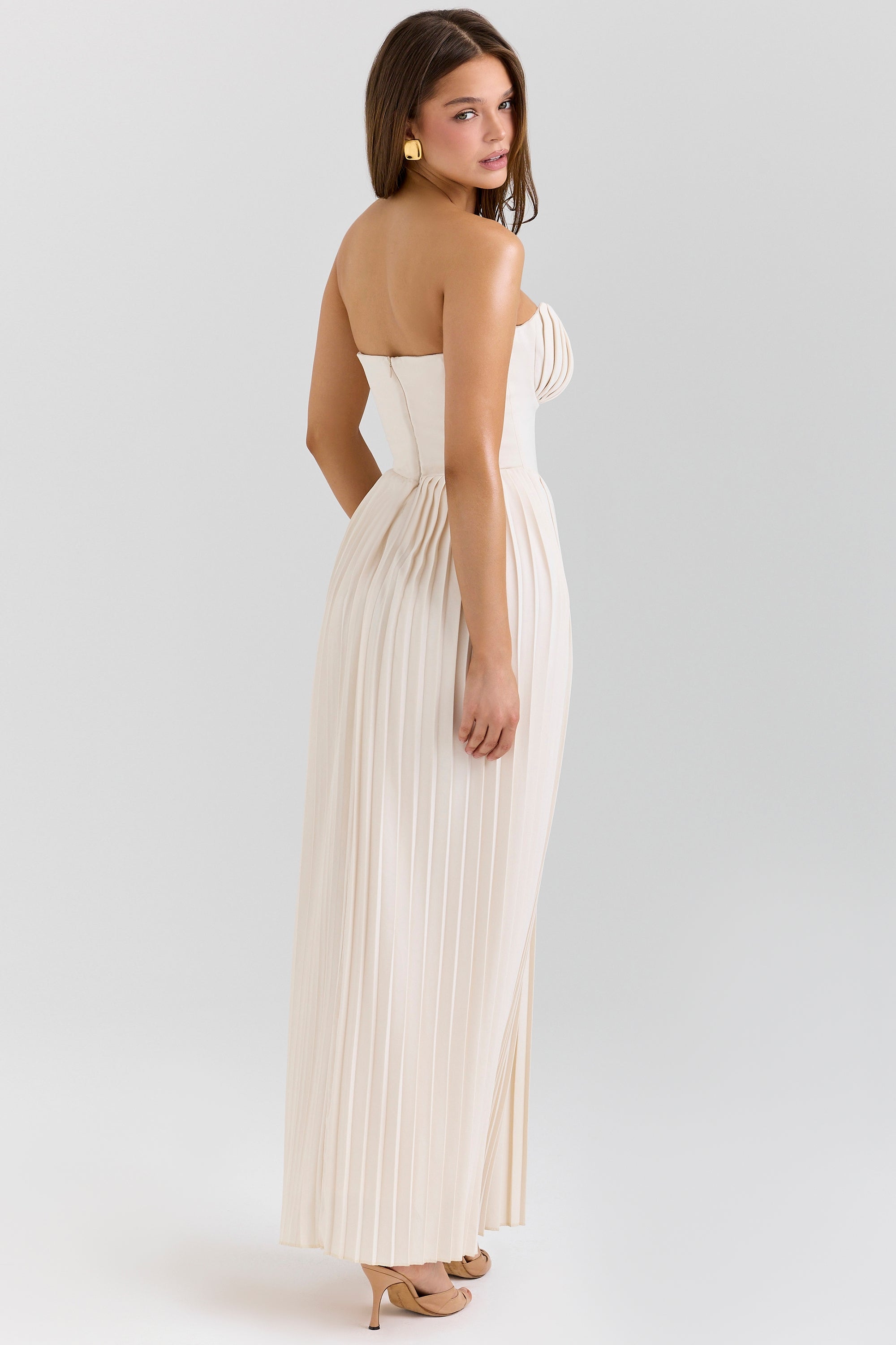 Marcella Pleated Strapless Maxi