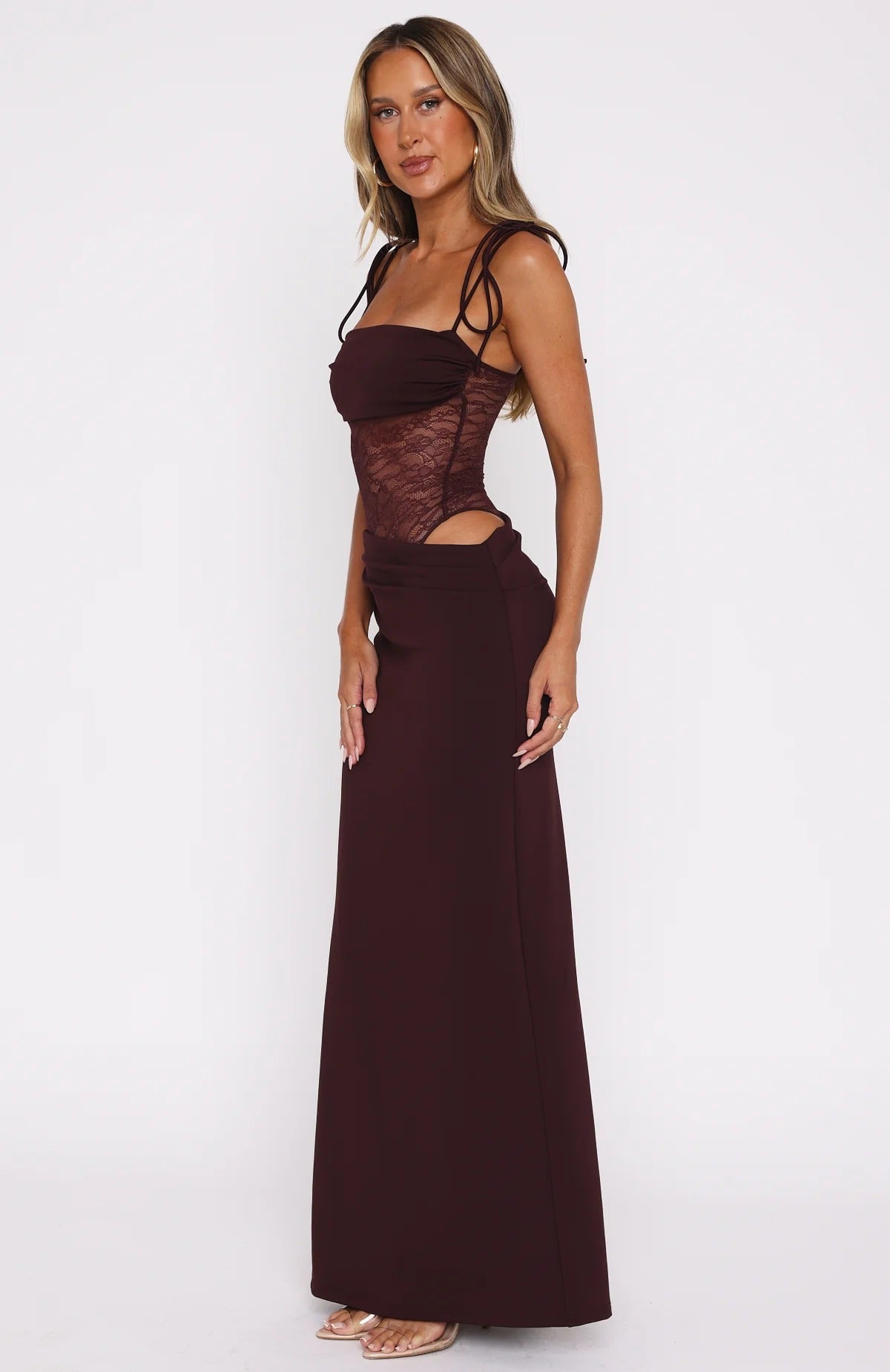 Mocha Lace Waist Maxi