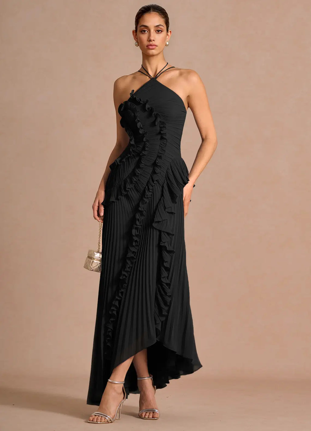 Black Ruffle Maxi Dress