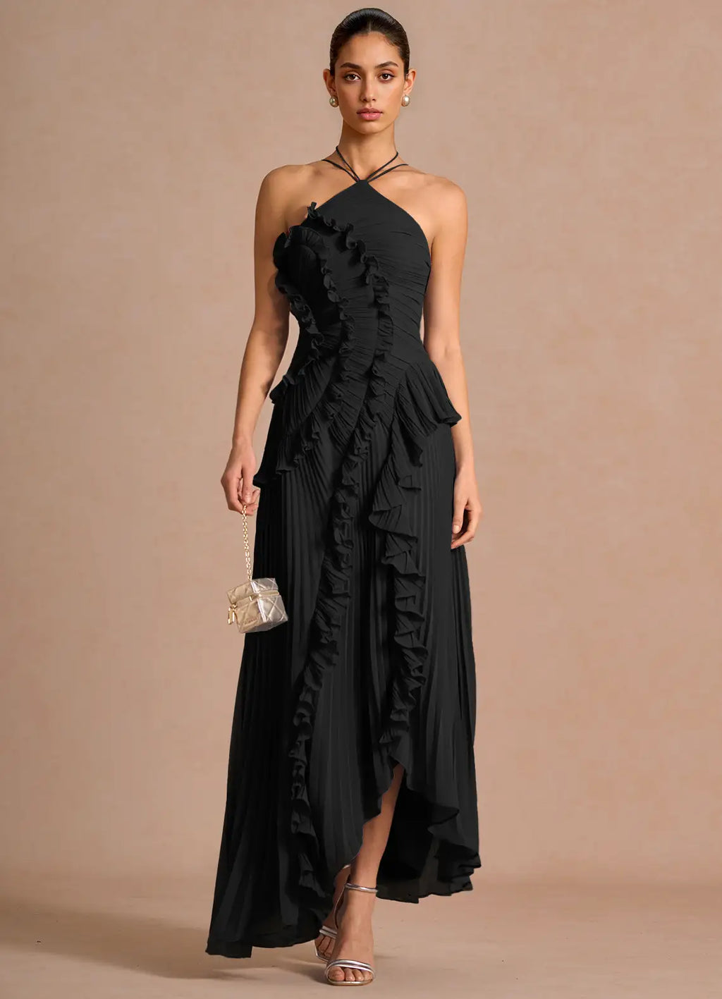 Black Ruffle Maxi Dress