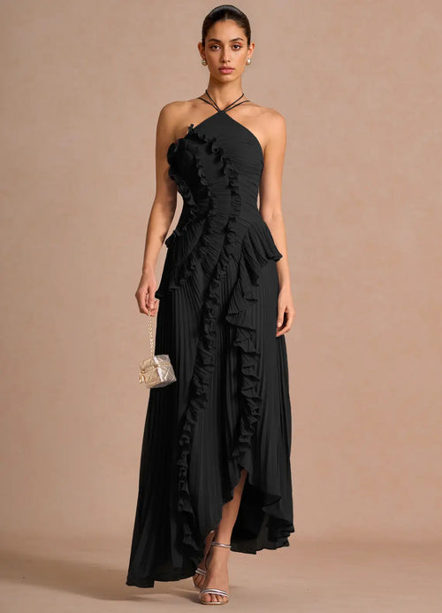 Black Ruffle Maxi Dress