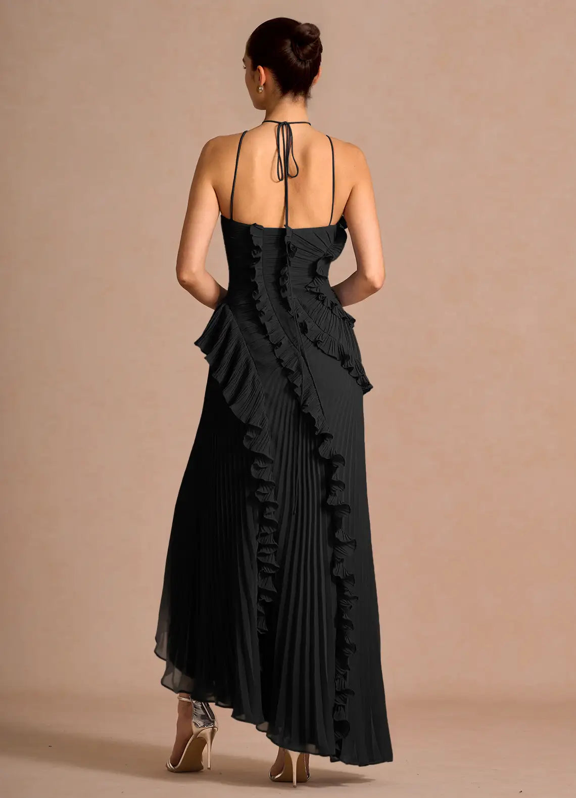 Black Ruffle Maxi Dress