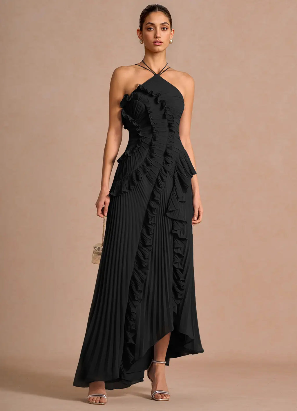 Black Ruffle Maxi Dress