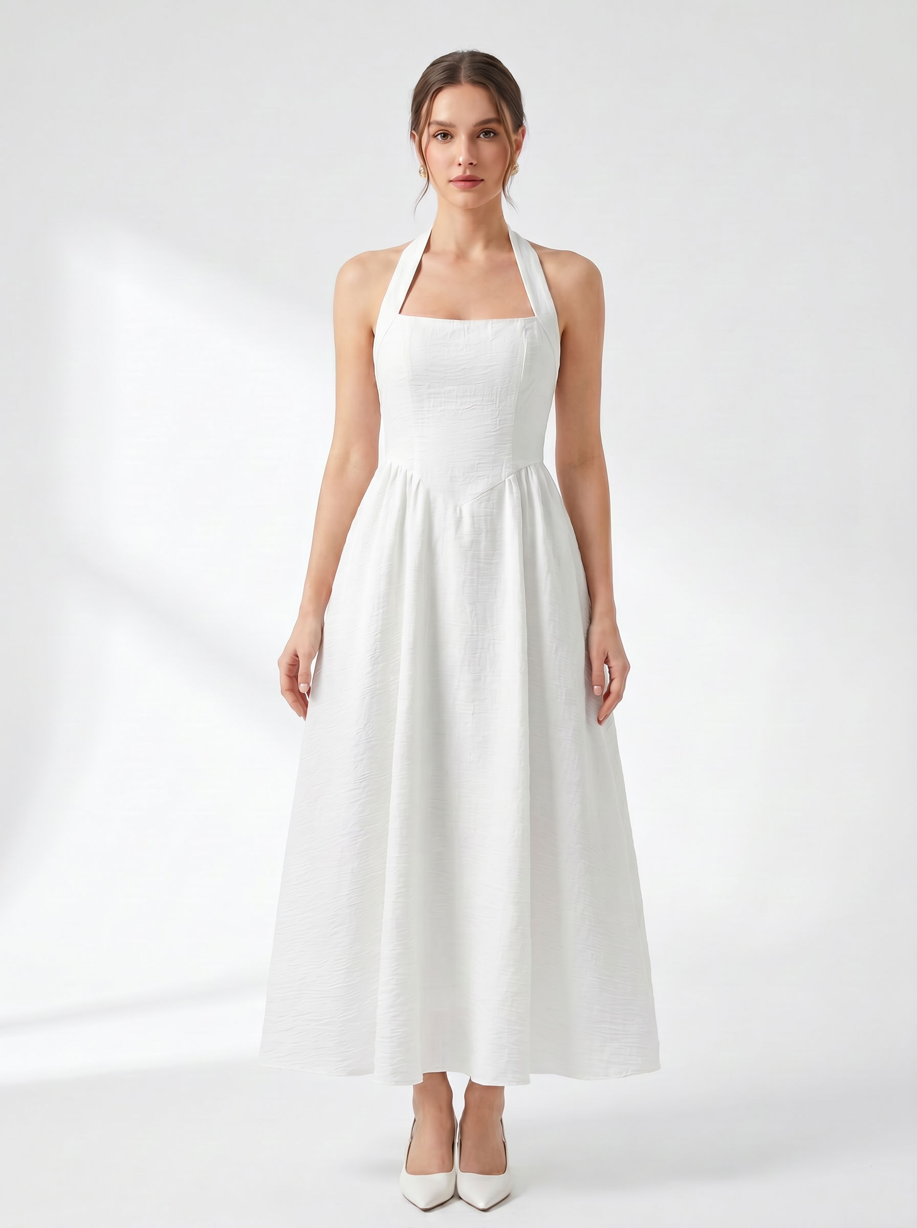 Alba Textured Halter Midi