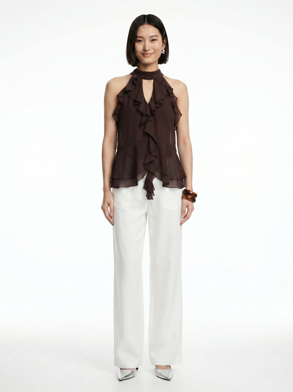 Sienna Ruffle Halter Top - Velvet Elan