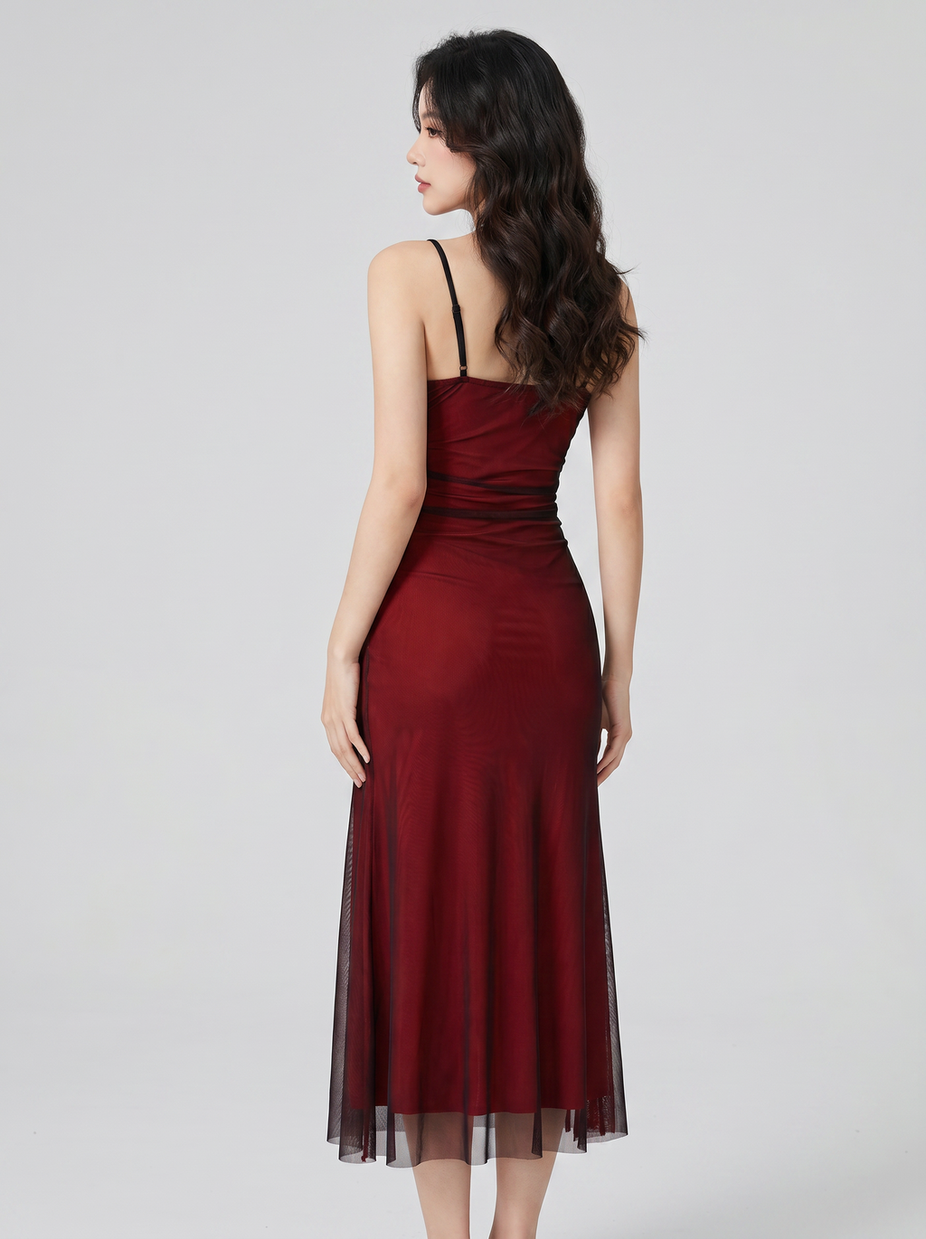 Scarlett Ruched Mesh Maxi
