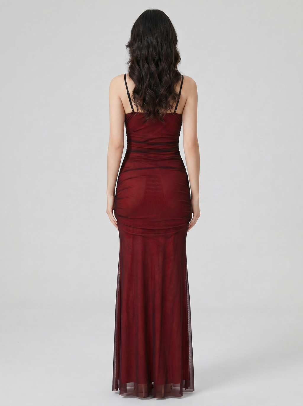 Scarlett Ruched Mesh Maxi