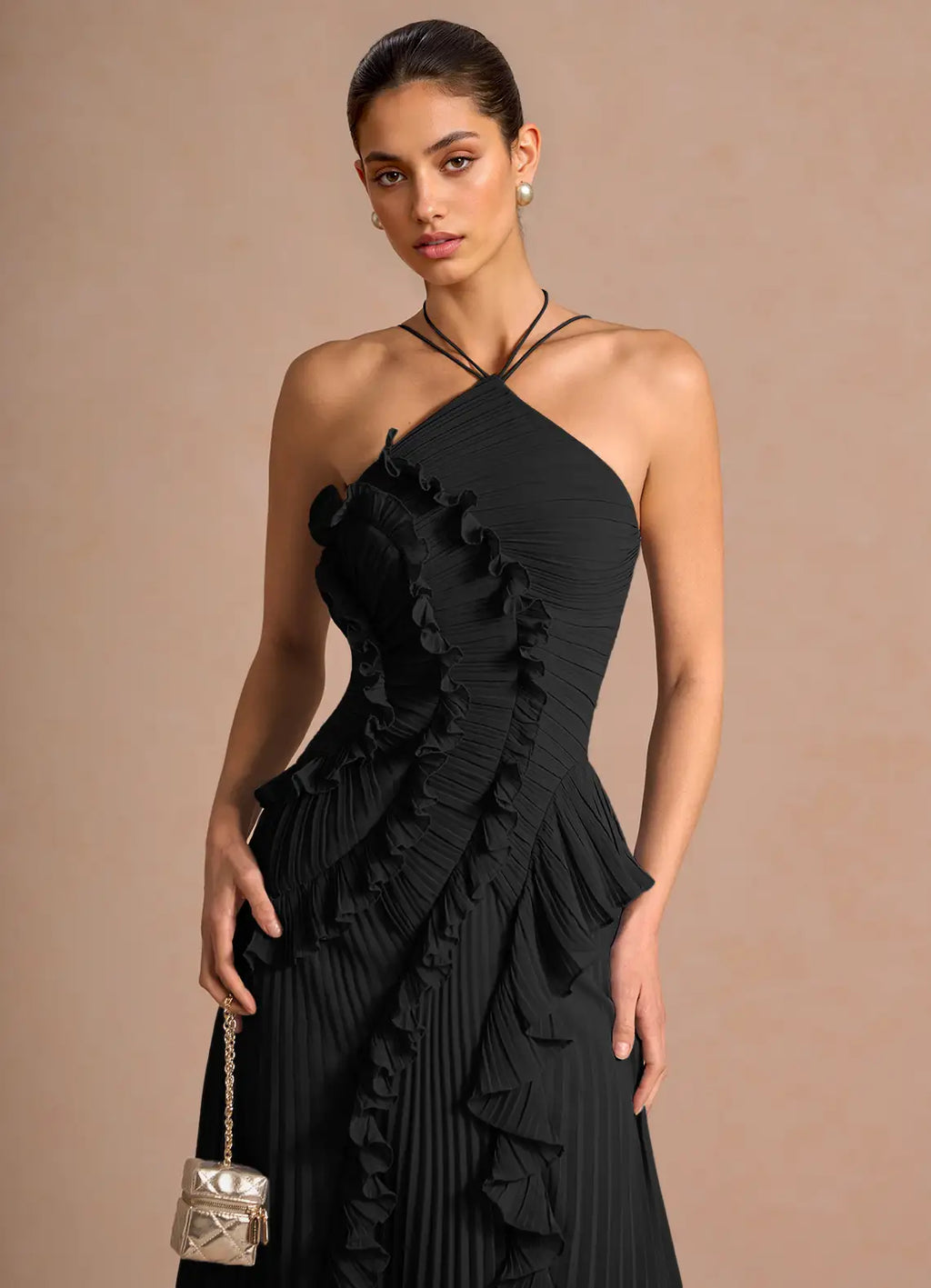 Black Ruffle Maxi Dress