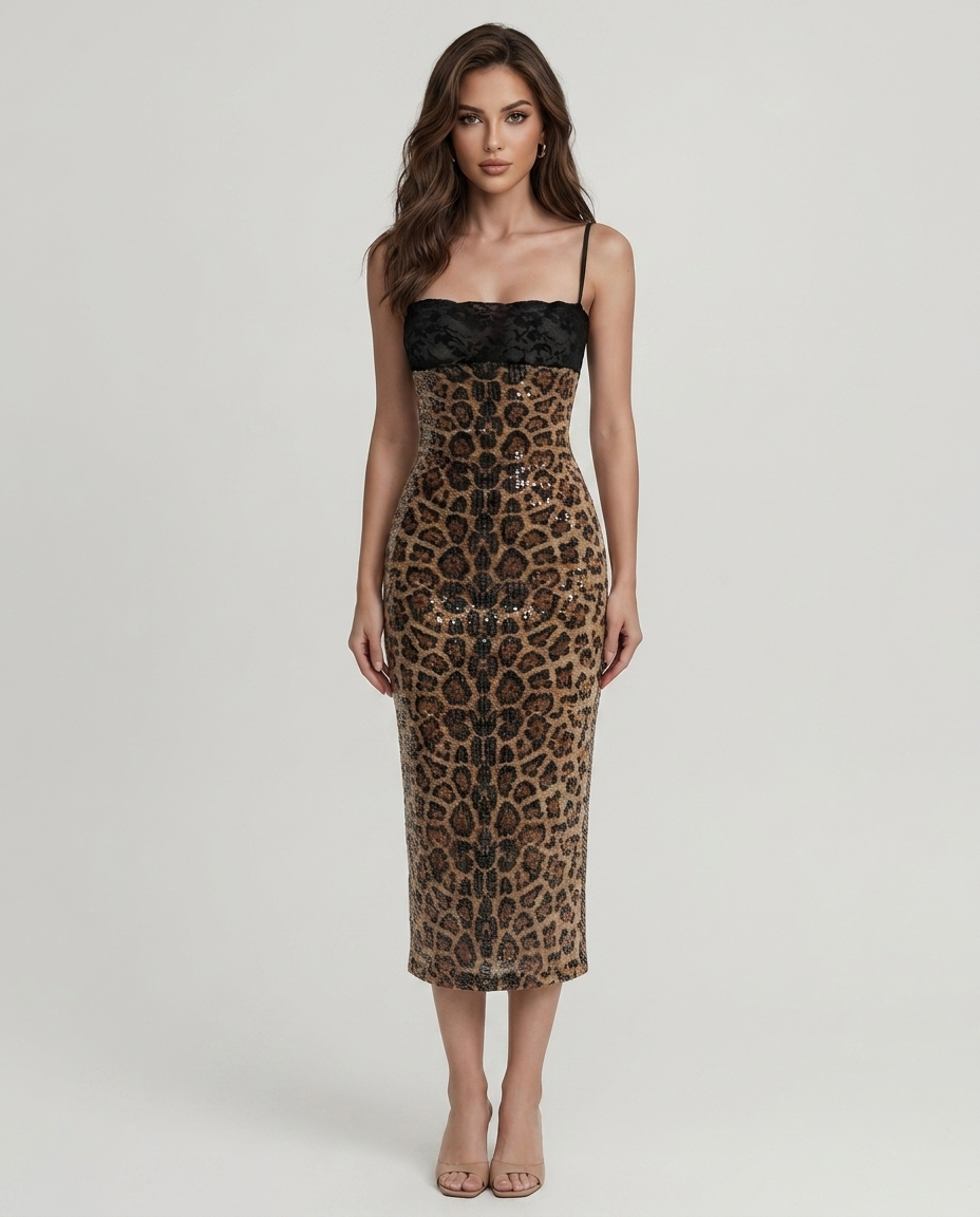 Lexi Leopard Sequin Midi