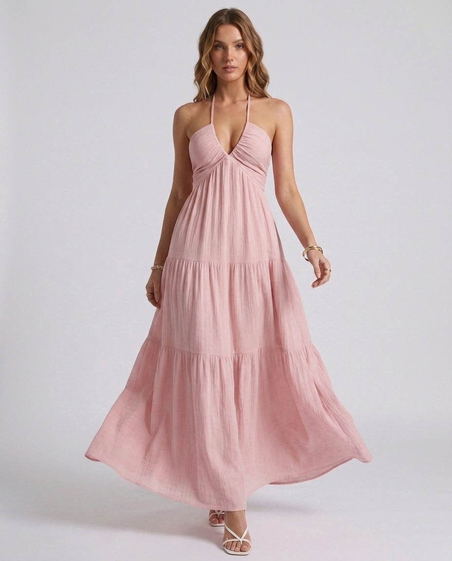 Pink Halter Maxi Dress