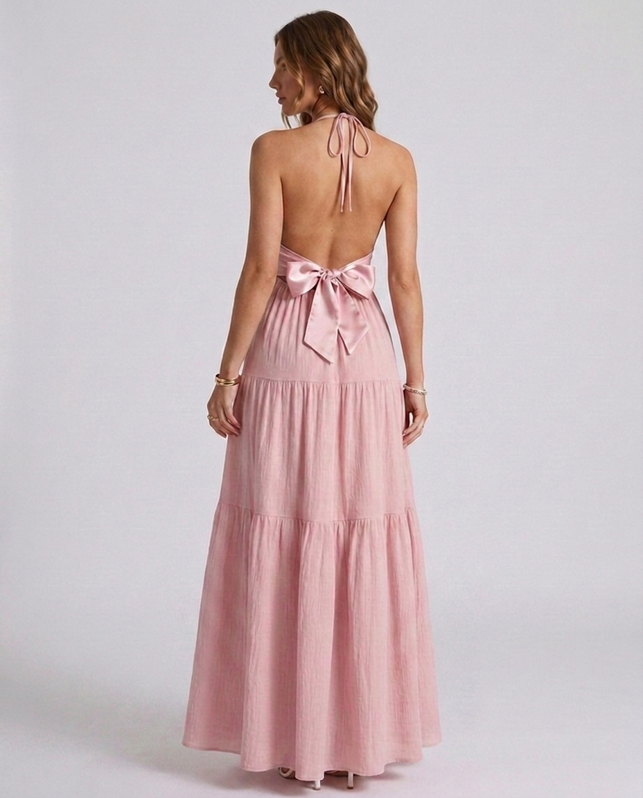 Pink Halter Maxi Dress