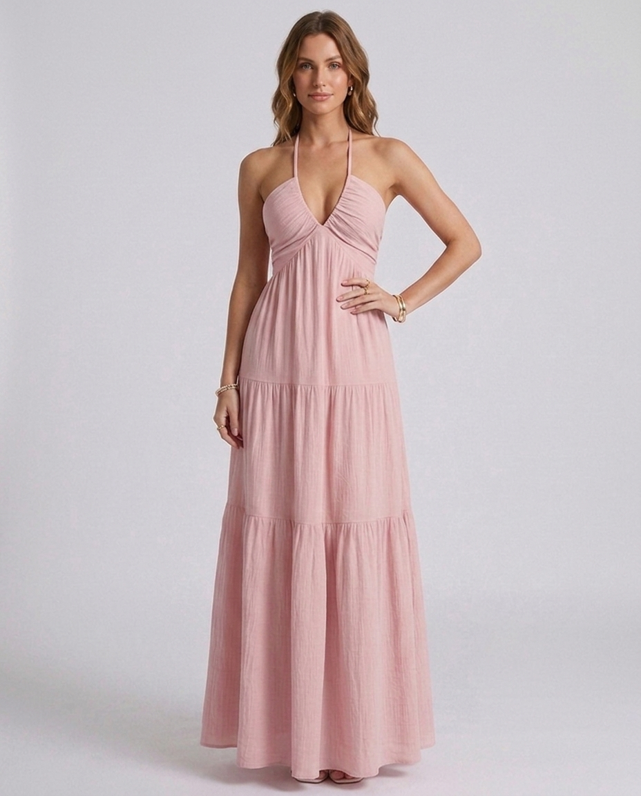 Pink Halter Maxi Dress