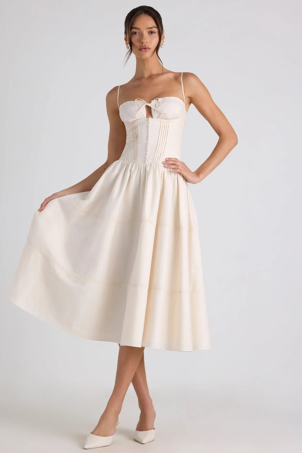 Pearl Corset Bow Midi