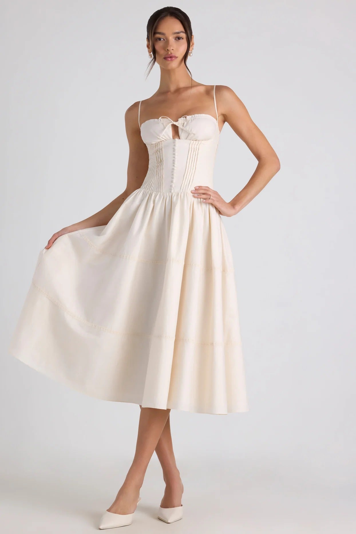 Pearl Corset Bow Midi