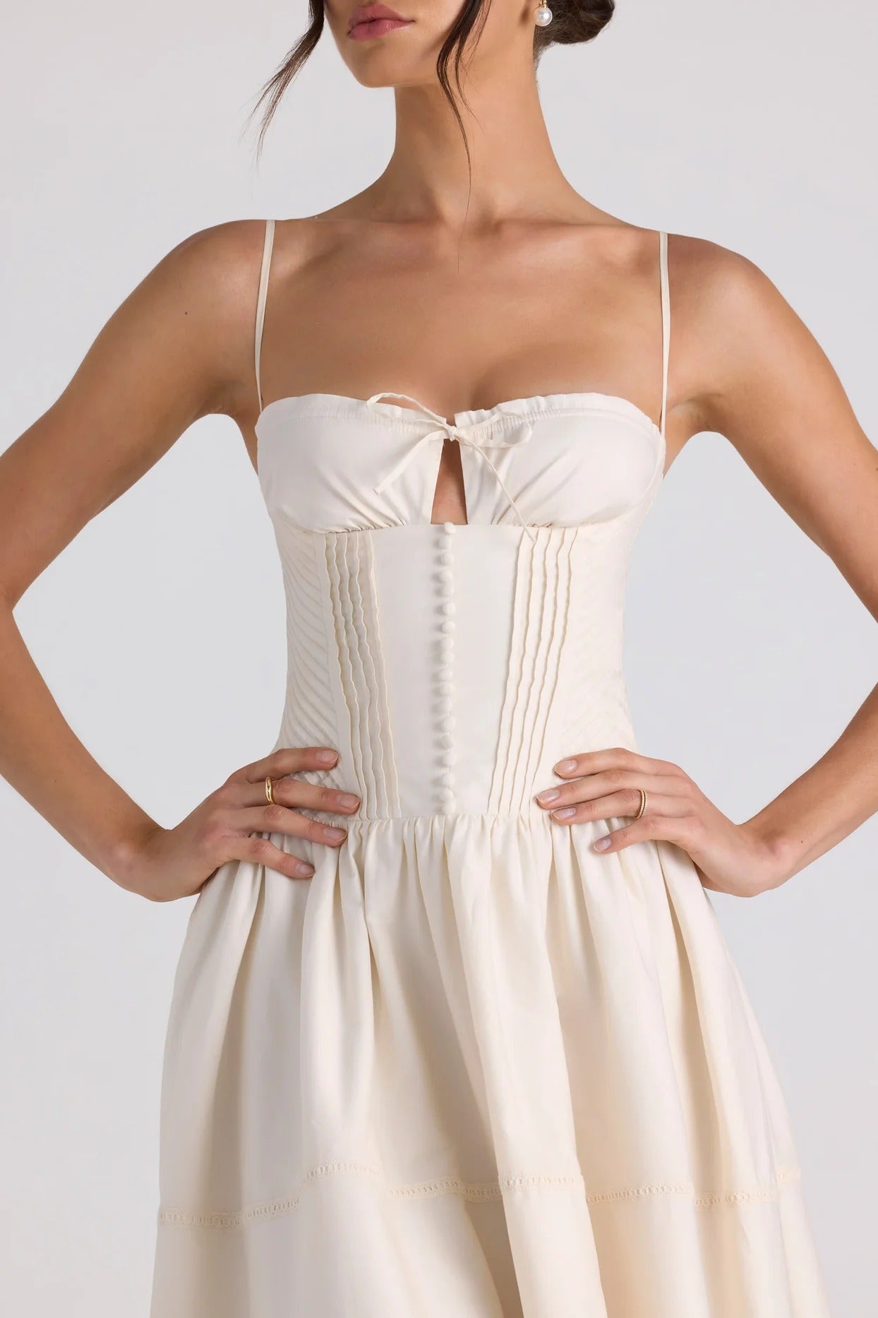Pearl Corset Bow Midi