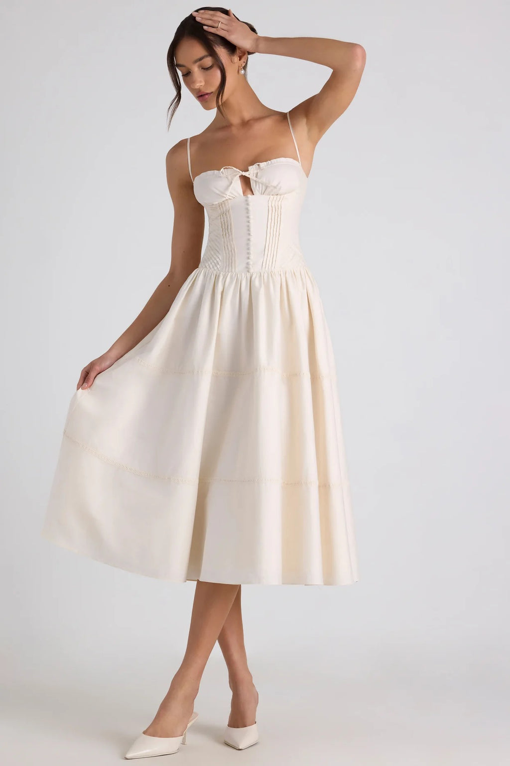 Pearl Corset Bow Midi