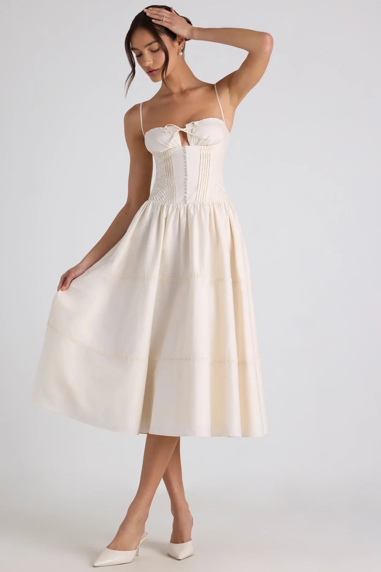 Pearl Corset Bow Midi