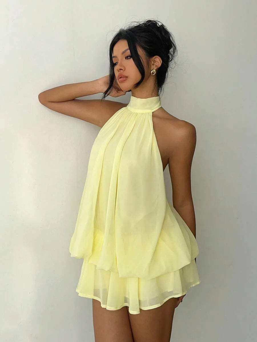Citron Halter Mini Dress