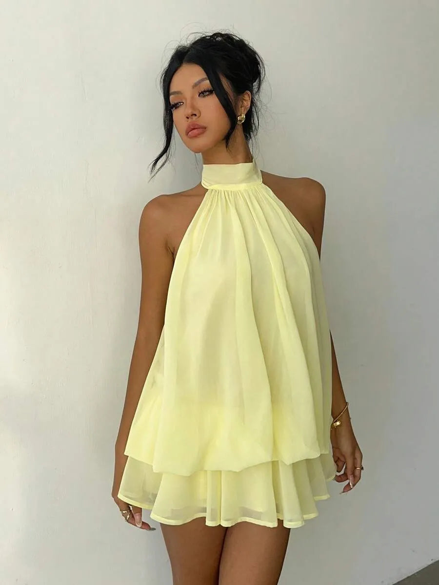 Citron Halter Mini Dress