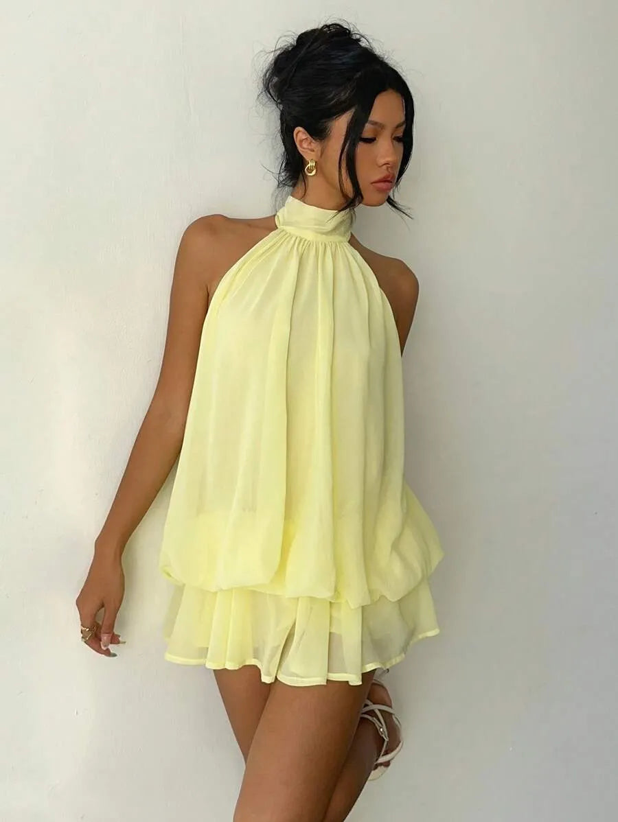 Citron Halter Mini Dress