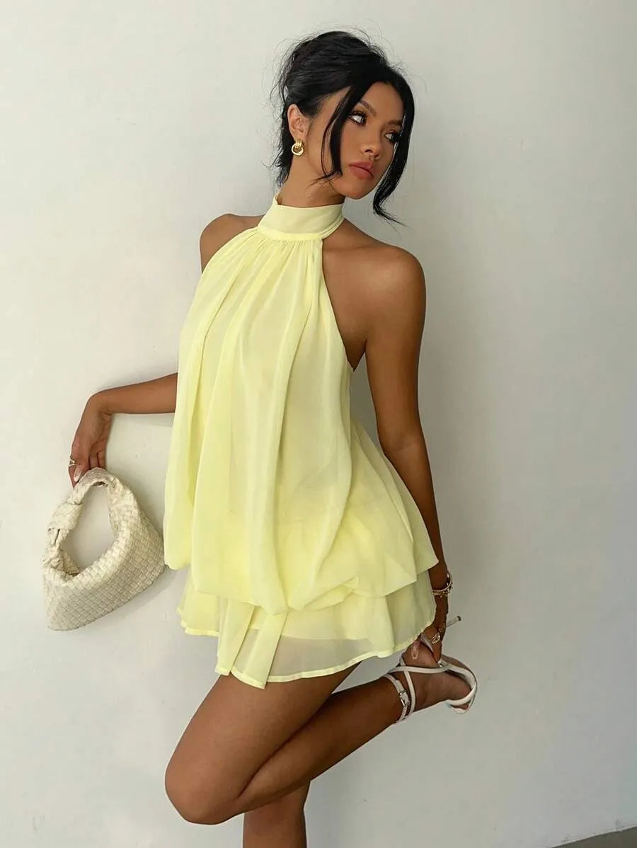 Citron Halter Mini Dress