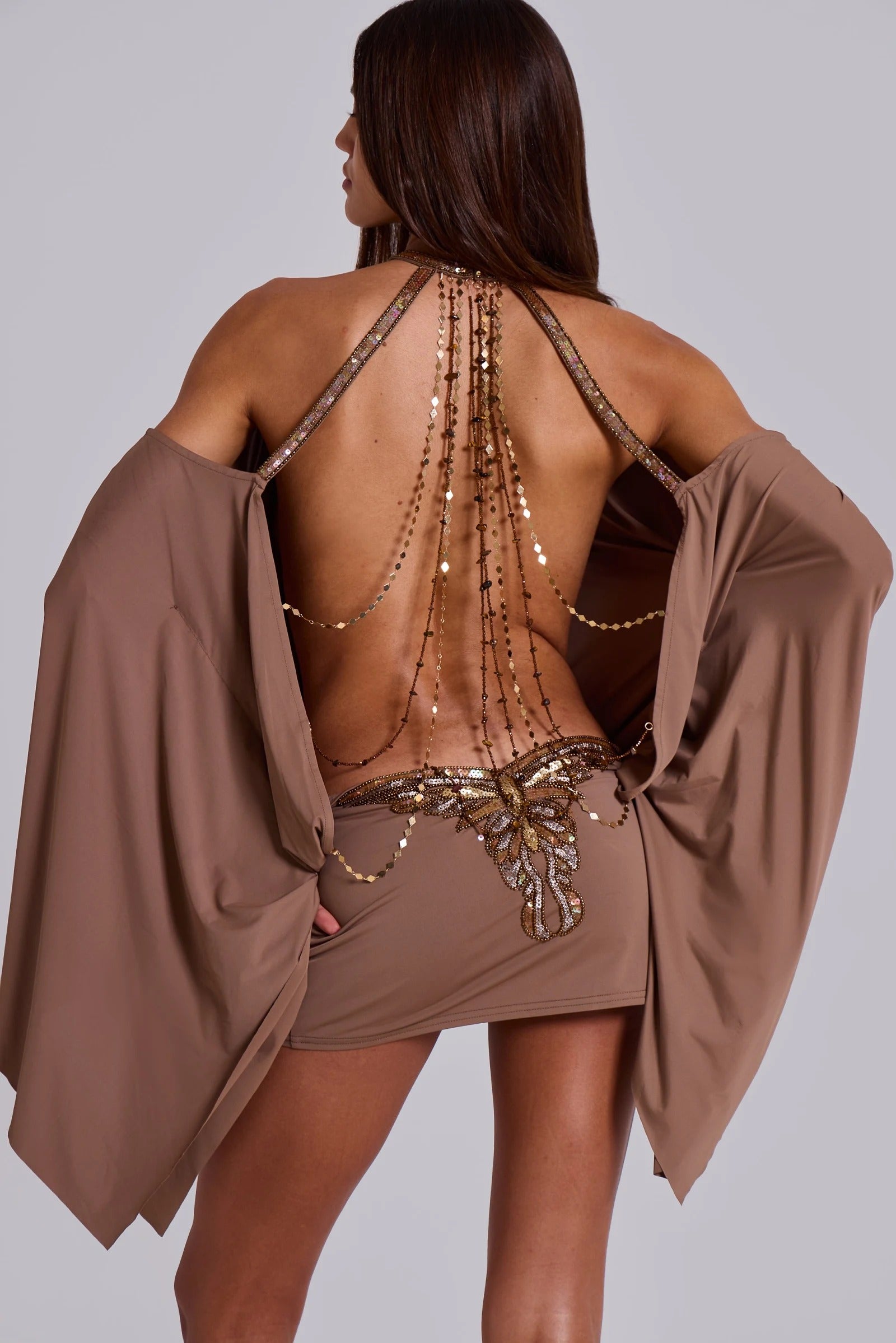Mocha Cape Mini Dress