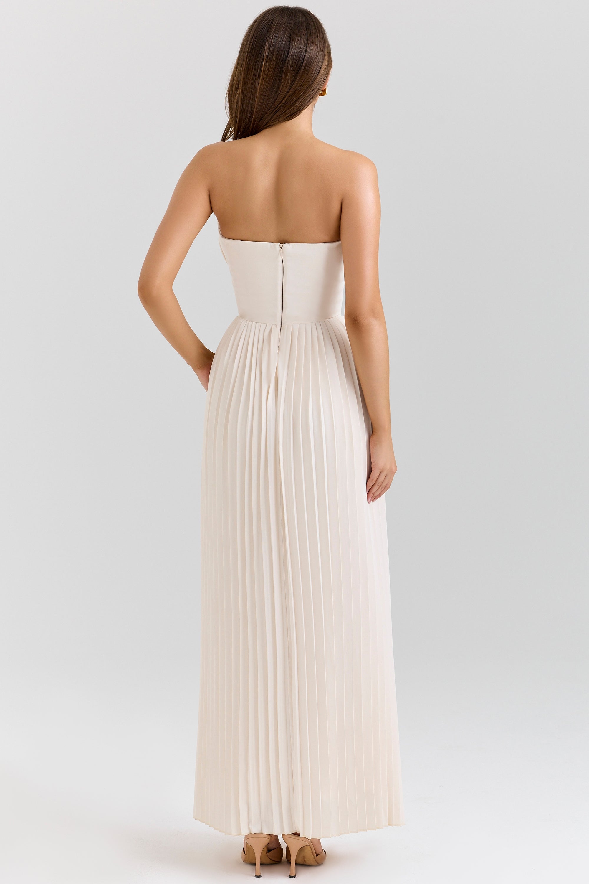 Marcella Pleated Strapless Maxi