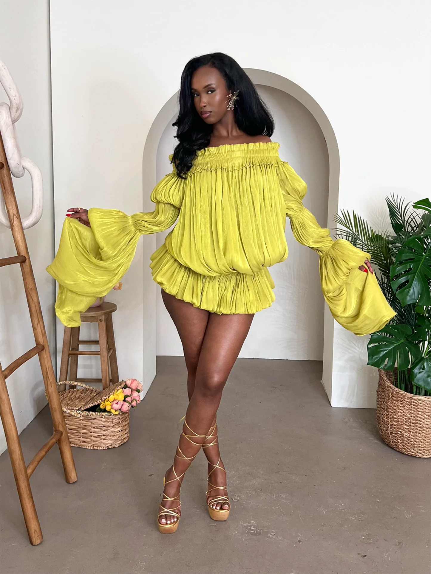 Bardot Draped Mini Dress
