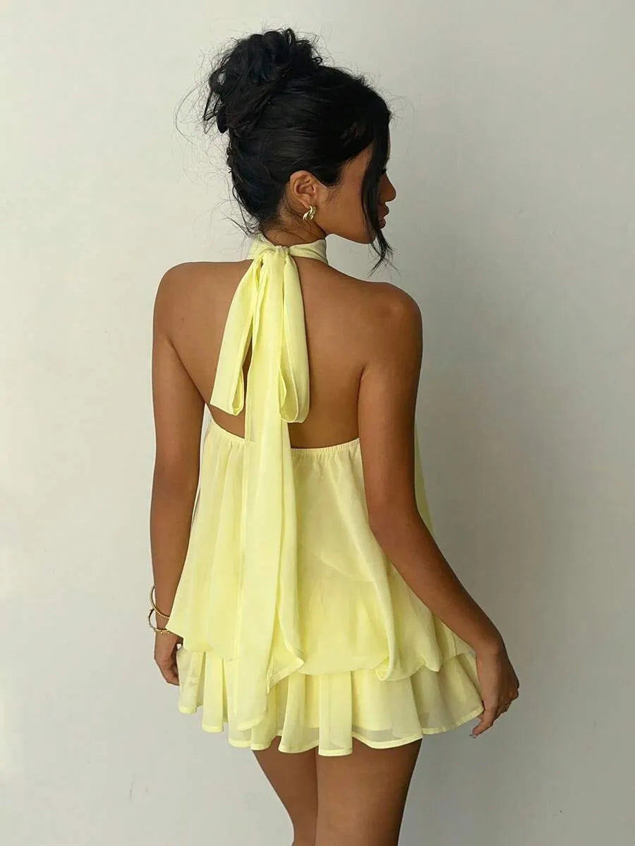Citron Halter Mini Dress