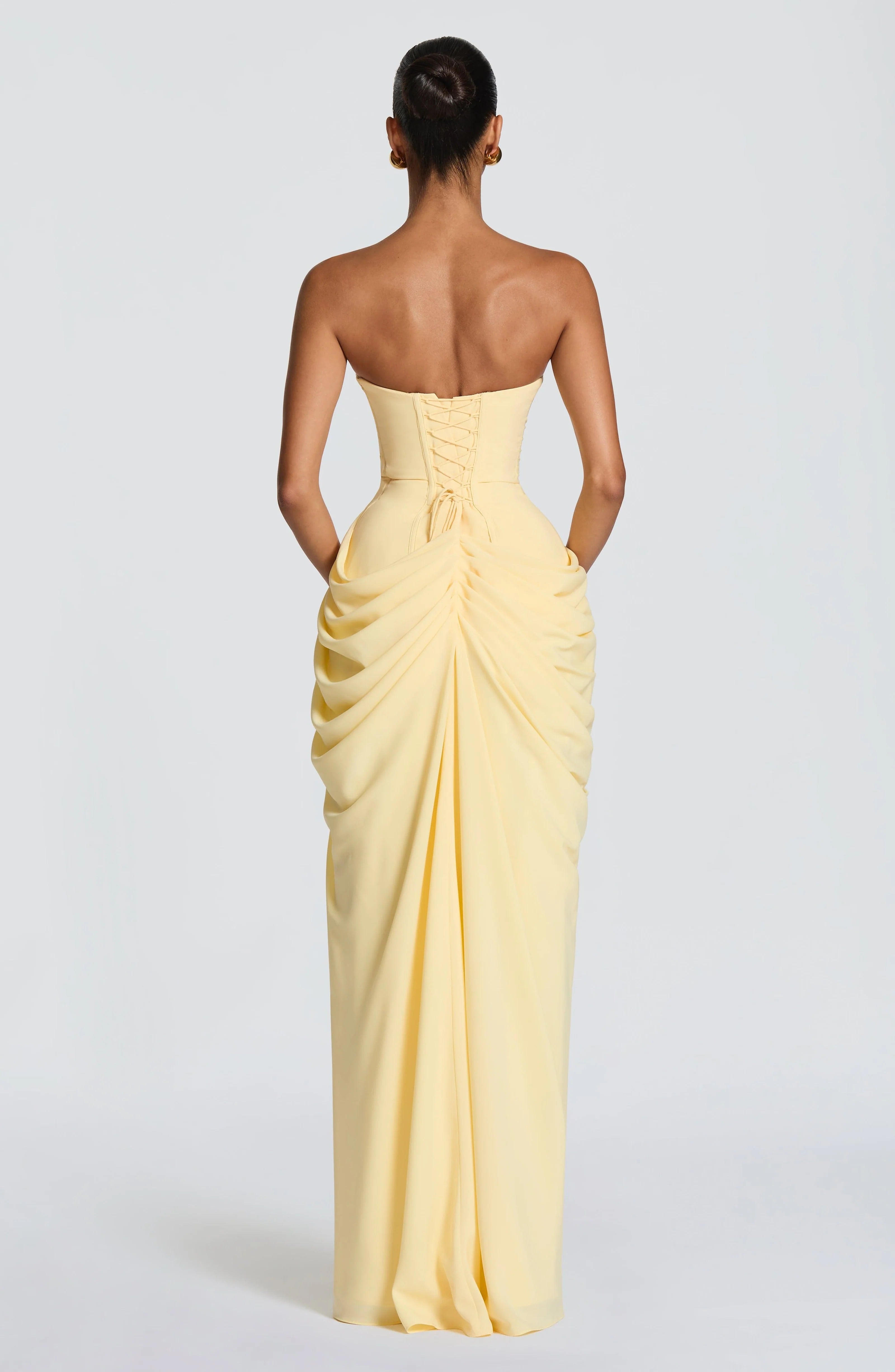 Cyra Draped Strapless Maxi