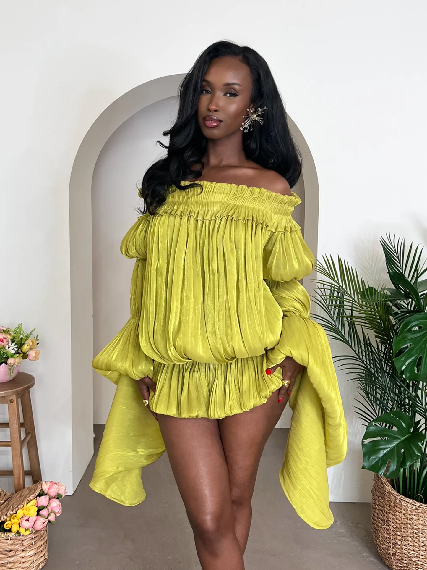 Bardot Draped Mini Dress