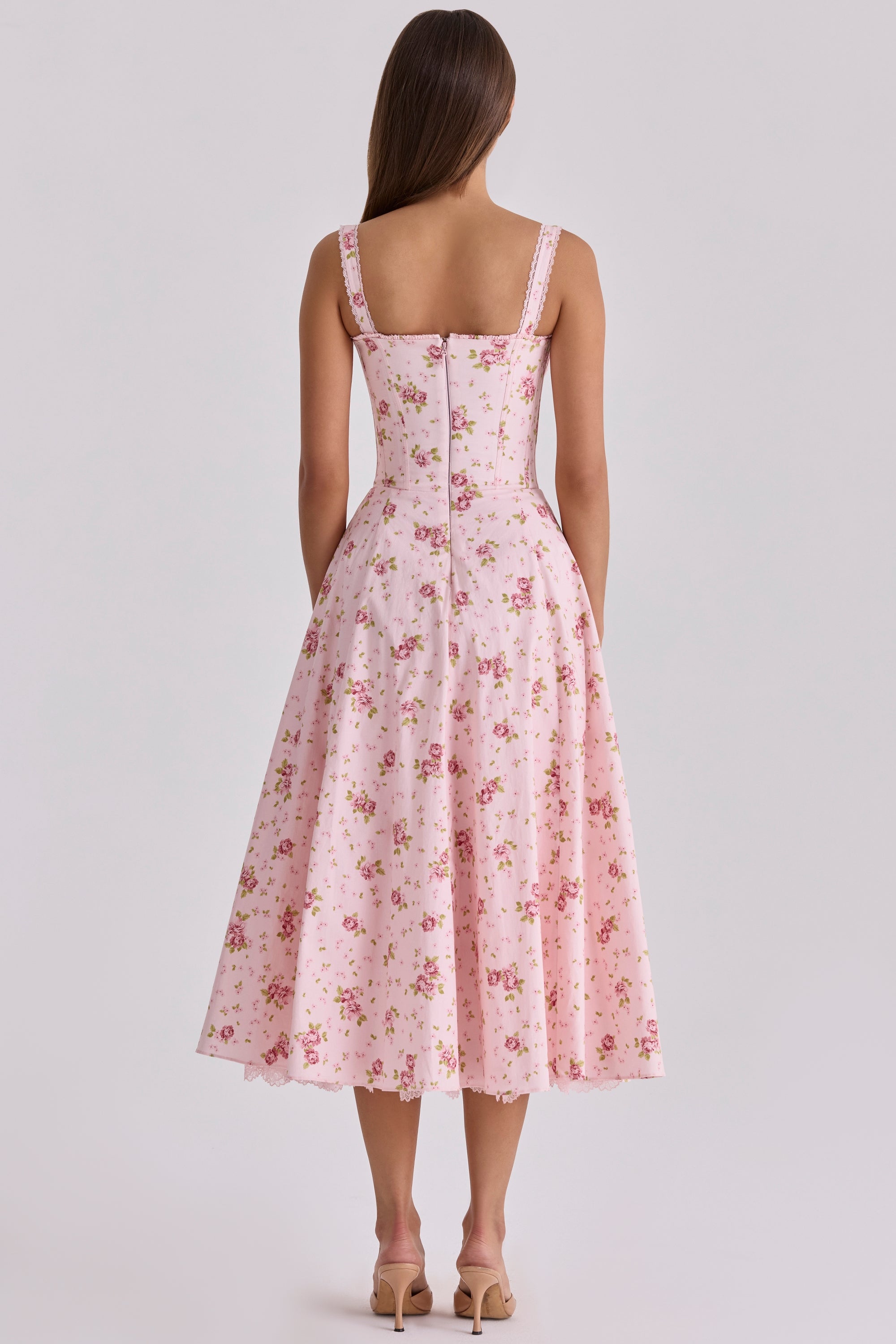 Rosette Floral Midi Dress