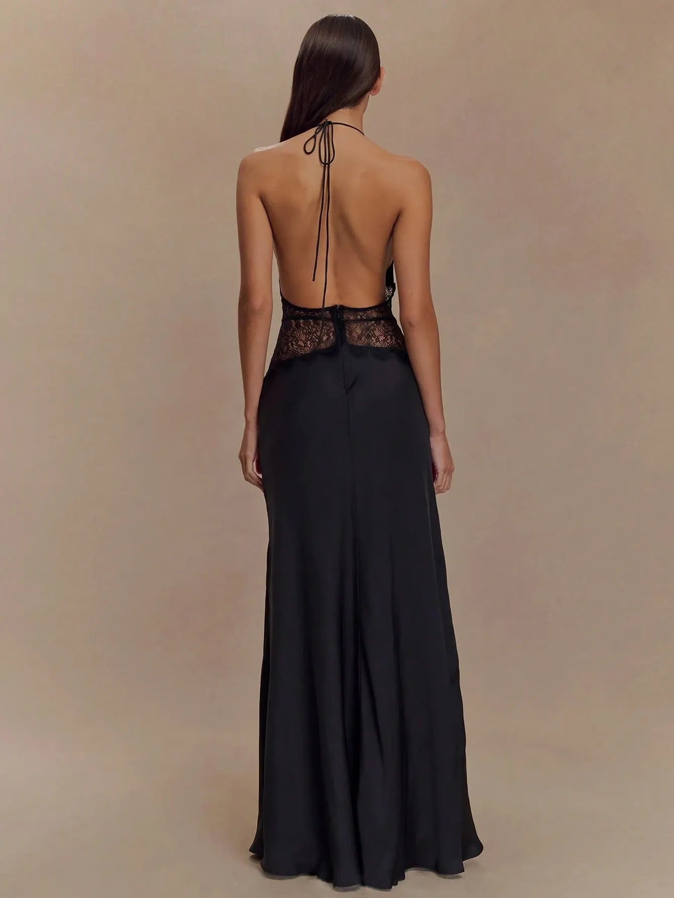 Noir Satin Lace Gown