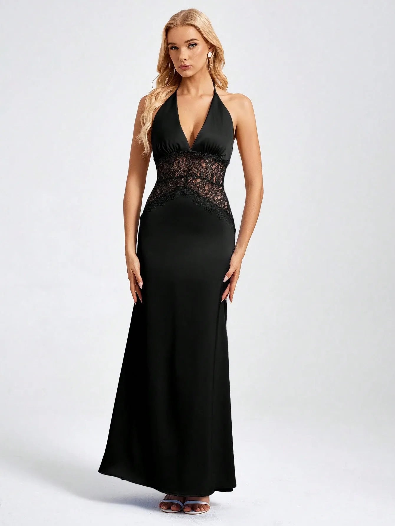 Noir Satin Lace Gown