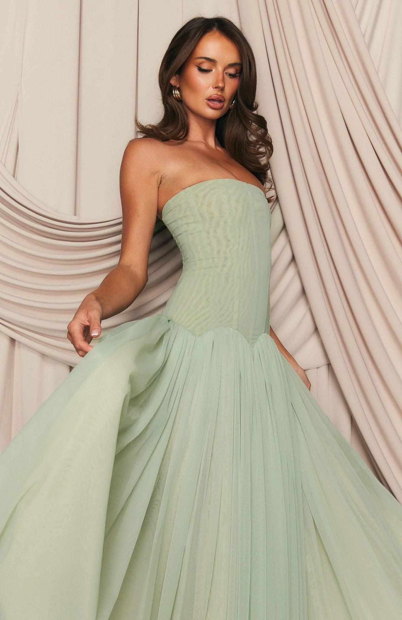 Eden Sage Tulle Maxi