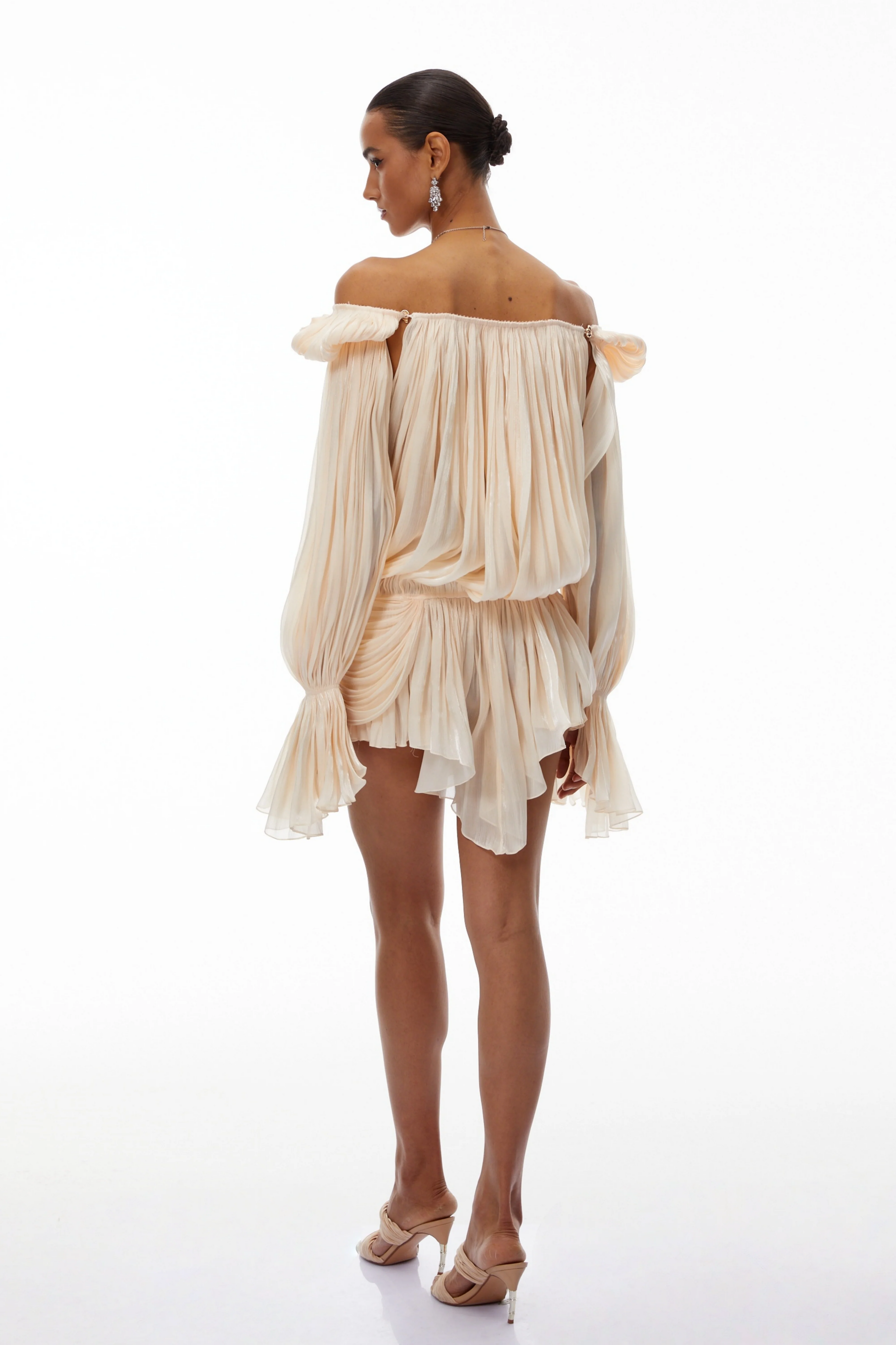 Plissé Draped Mini Dress