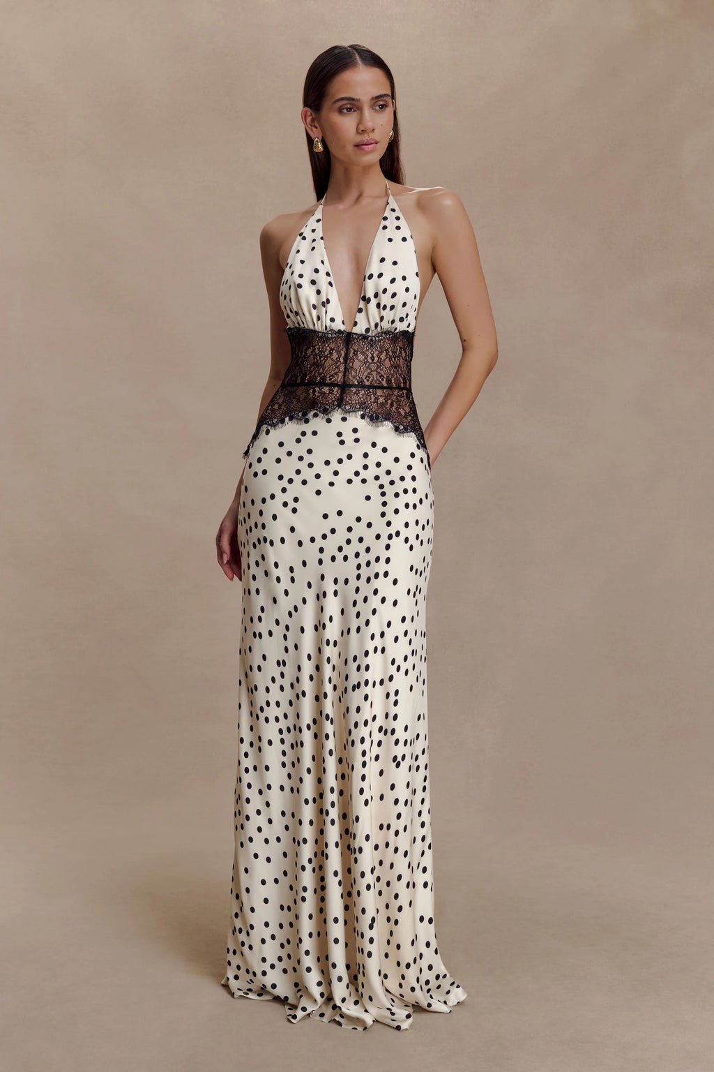 Pois Lace Halter Maxi