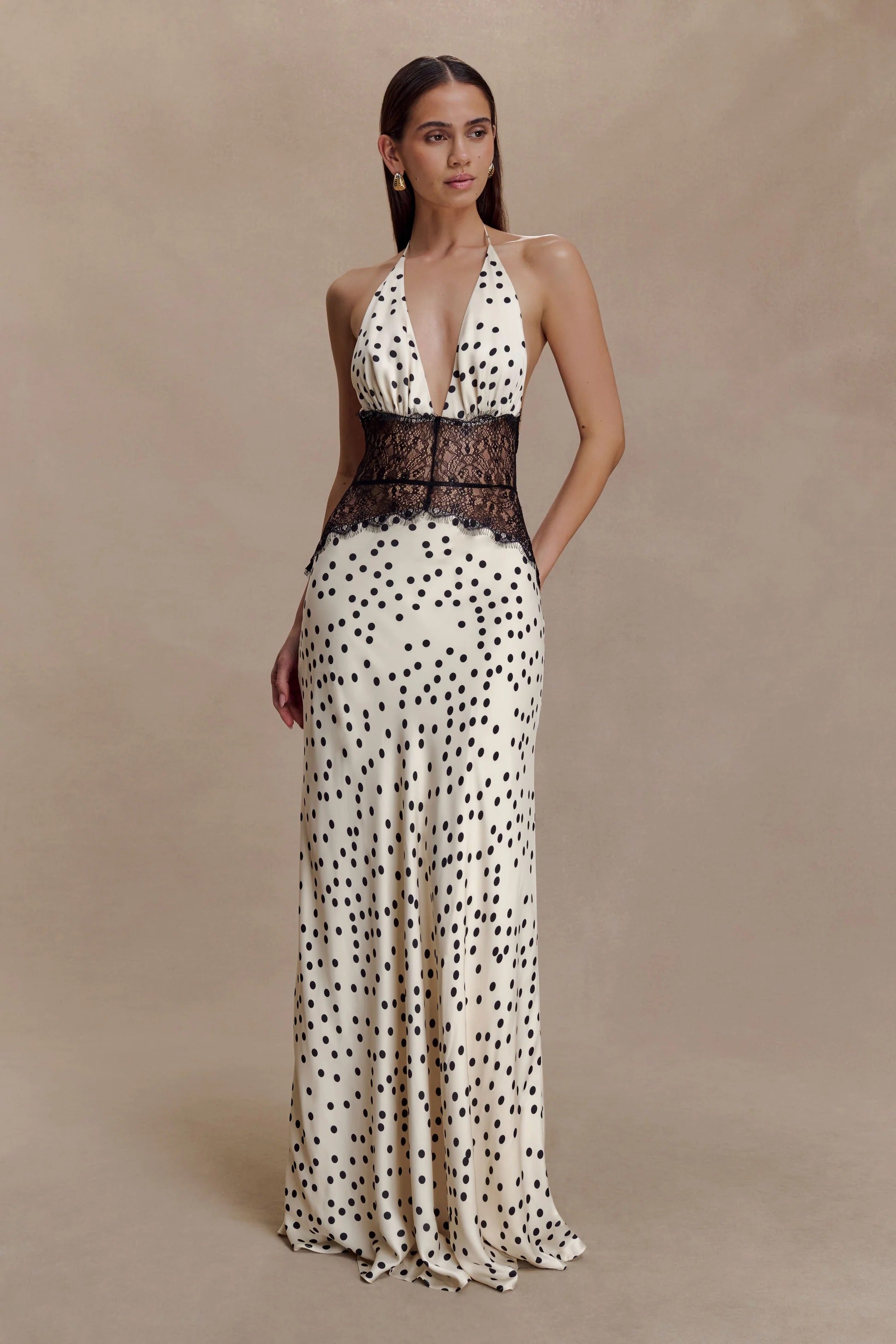 Pois Lace Halter Maxi